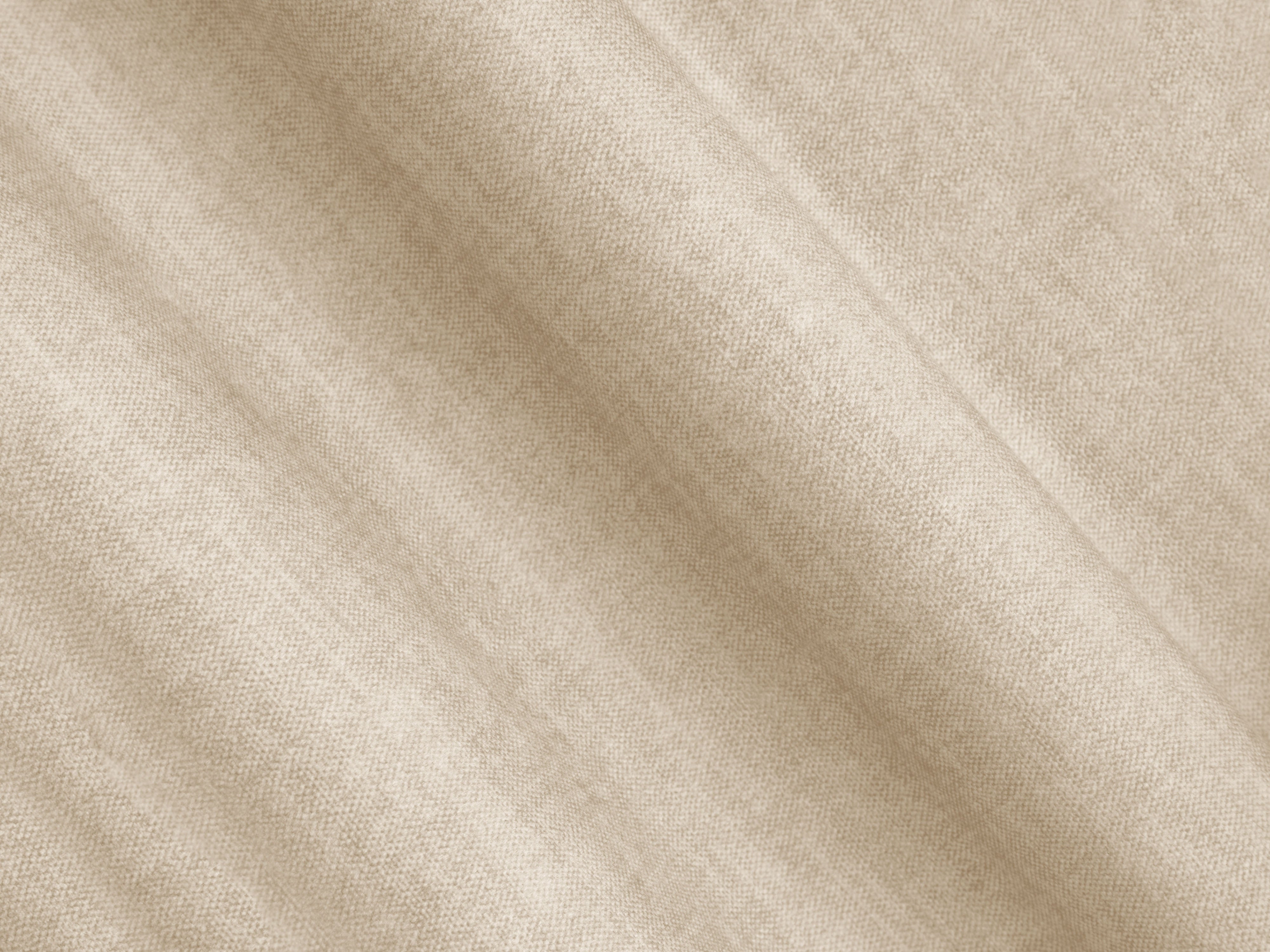 Linksseitiges, samtiges, panoramisches 7-sitziges Ecksofa CAMPI in hellbeige