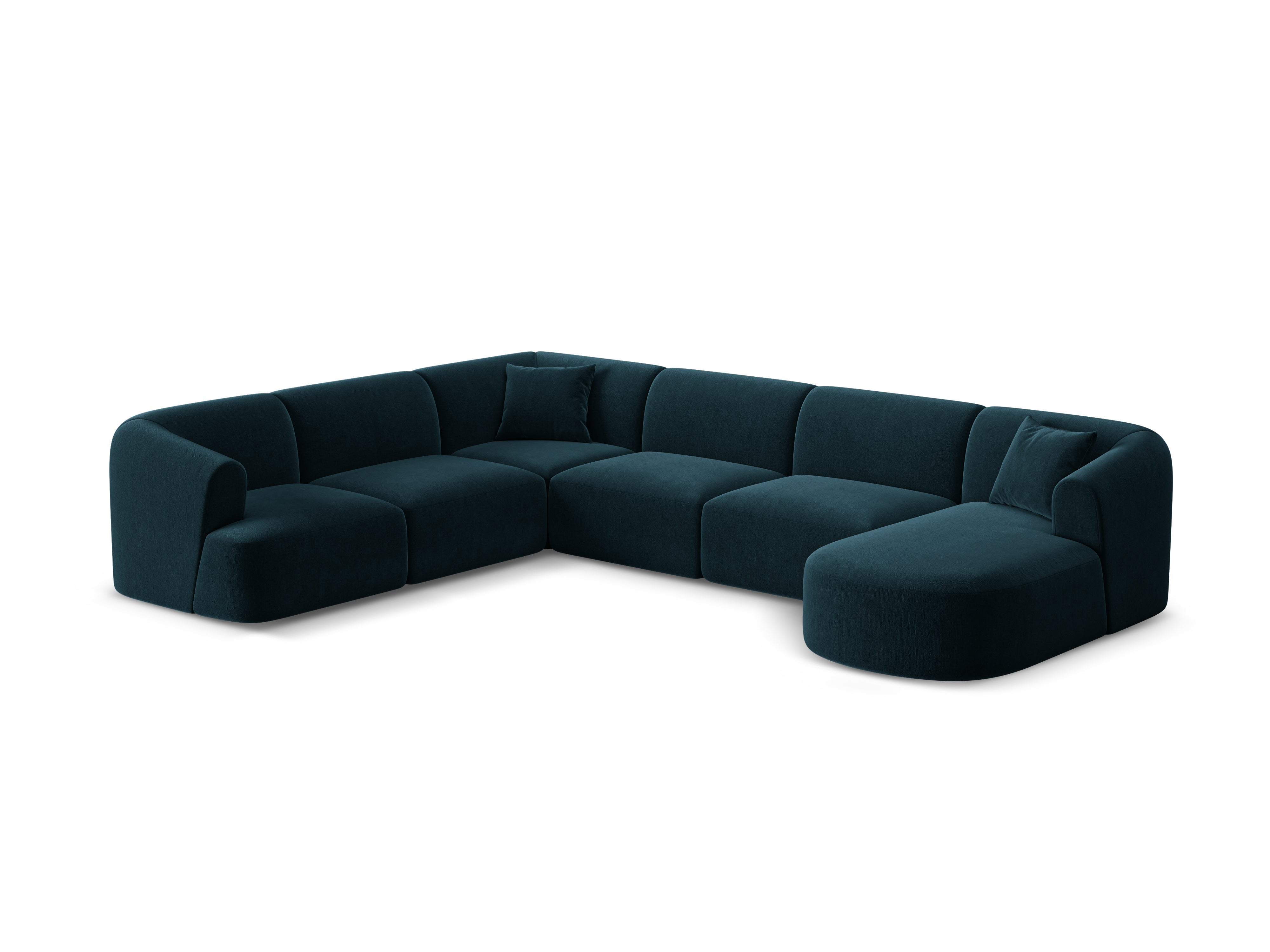 Left-sided velvet panoramic corner sofa for 7 people CAMPI petrol