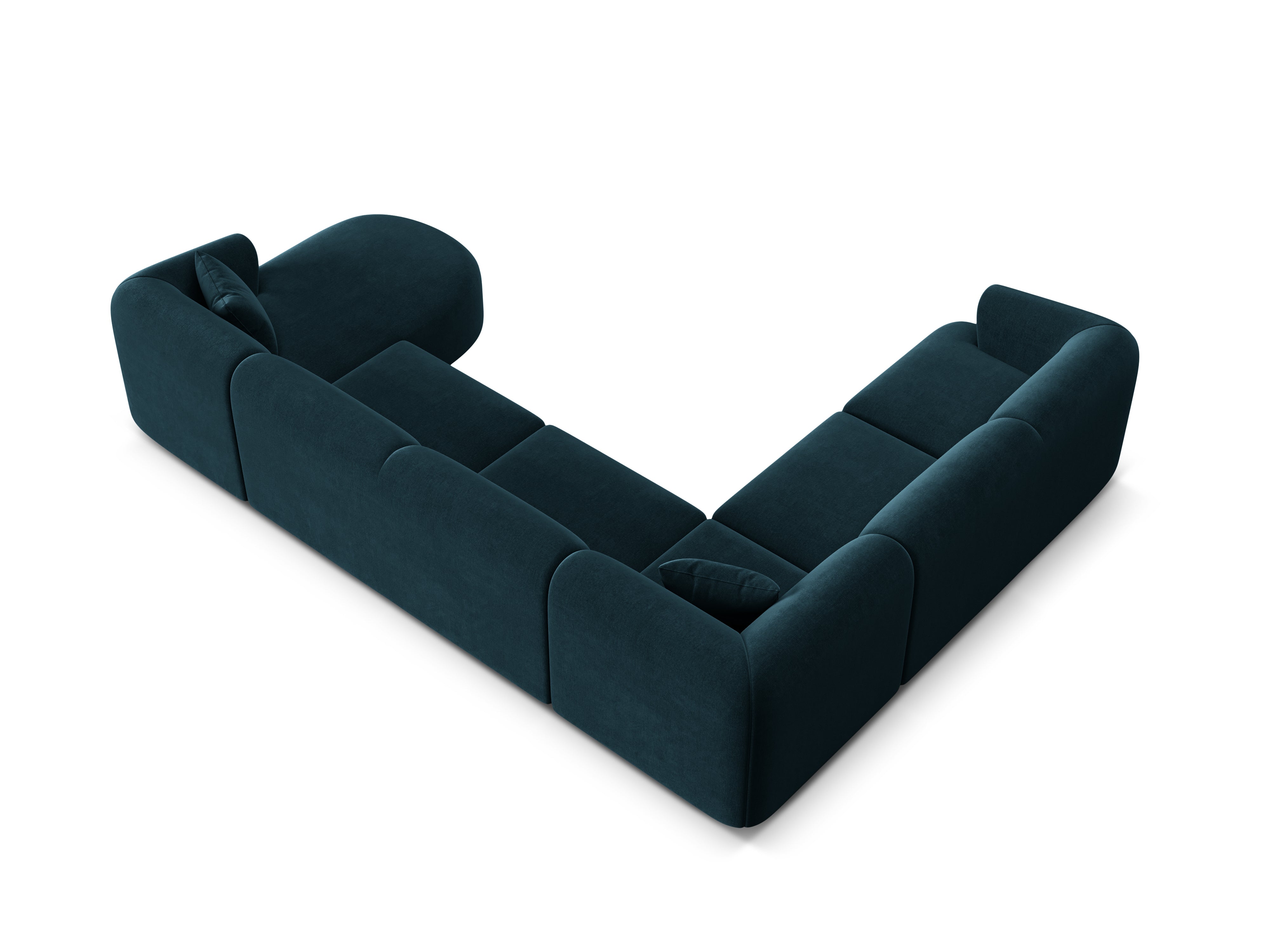 Left-sided velvet panoramic corner sofa for 7 people CAMPI petrol