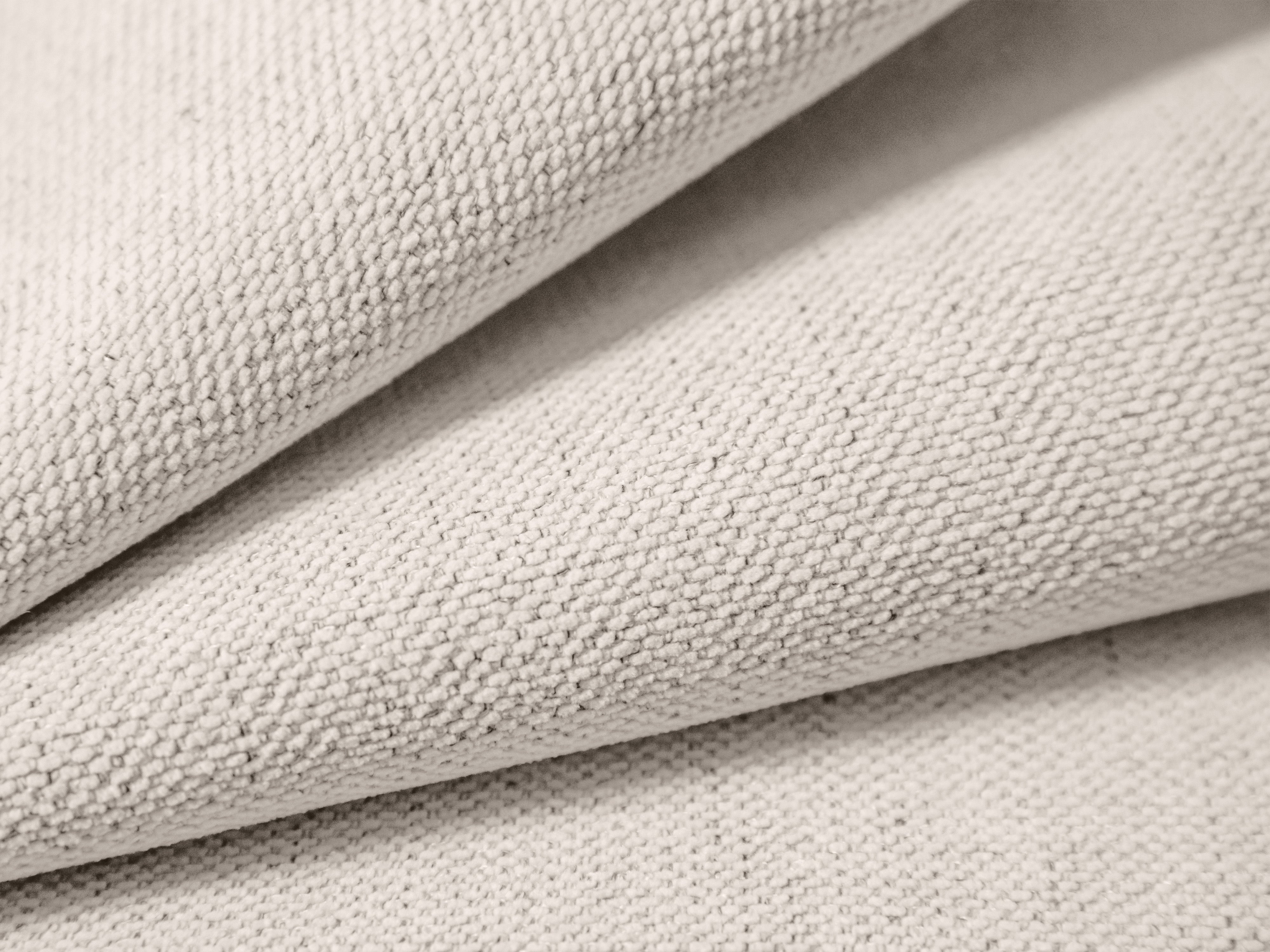 Left-sided panoramic corner sofa for 7 people CAMPI cream chenille