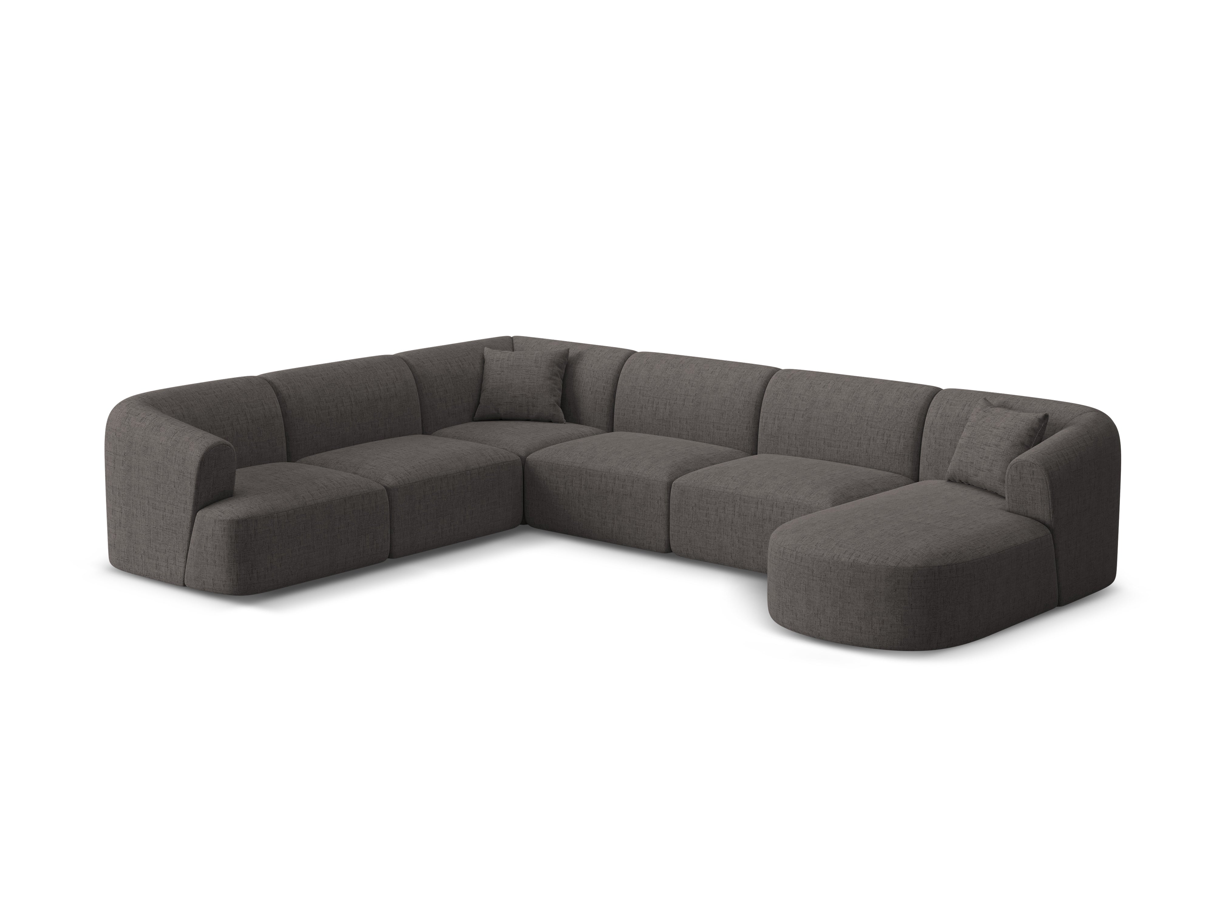 Left-sided panoramic corner sofa for 7 people CAMPI gray chenille