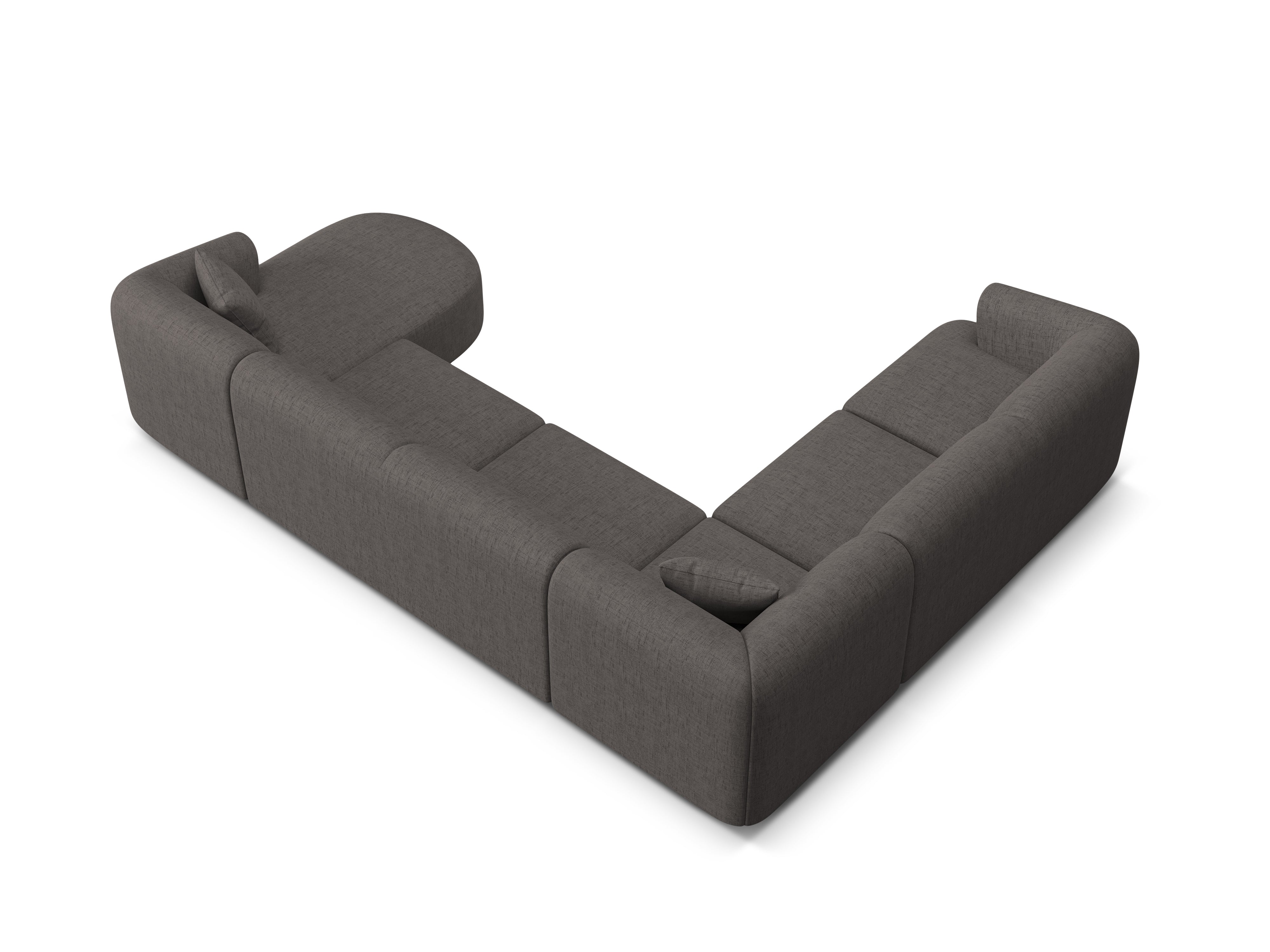 Left-sided panoramic corner sofa for 7 people CAMPI gray chenille