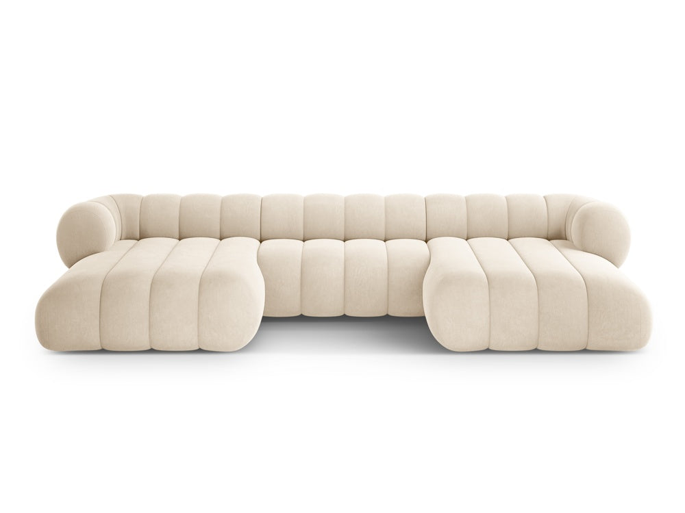 Sofa panoramiczna aksamitna 6-osobowa KOGE beżowy