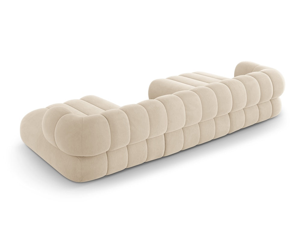 Sofa panoramiczna aksamitna 6-osobowa KOGE beżowy