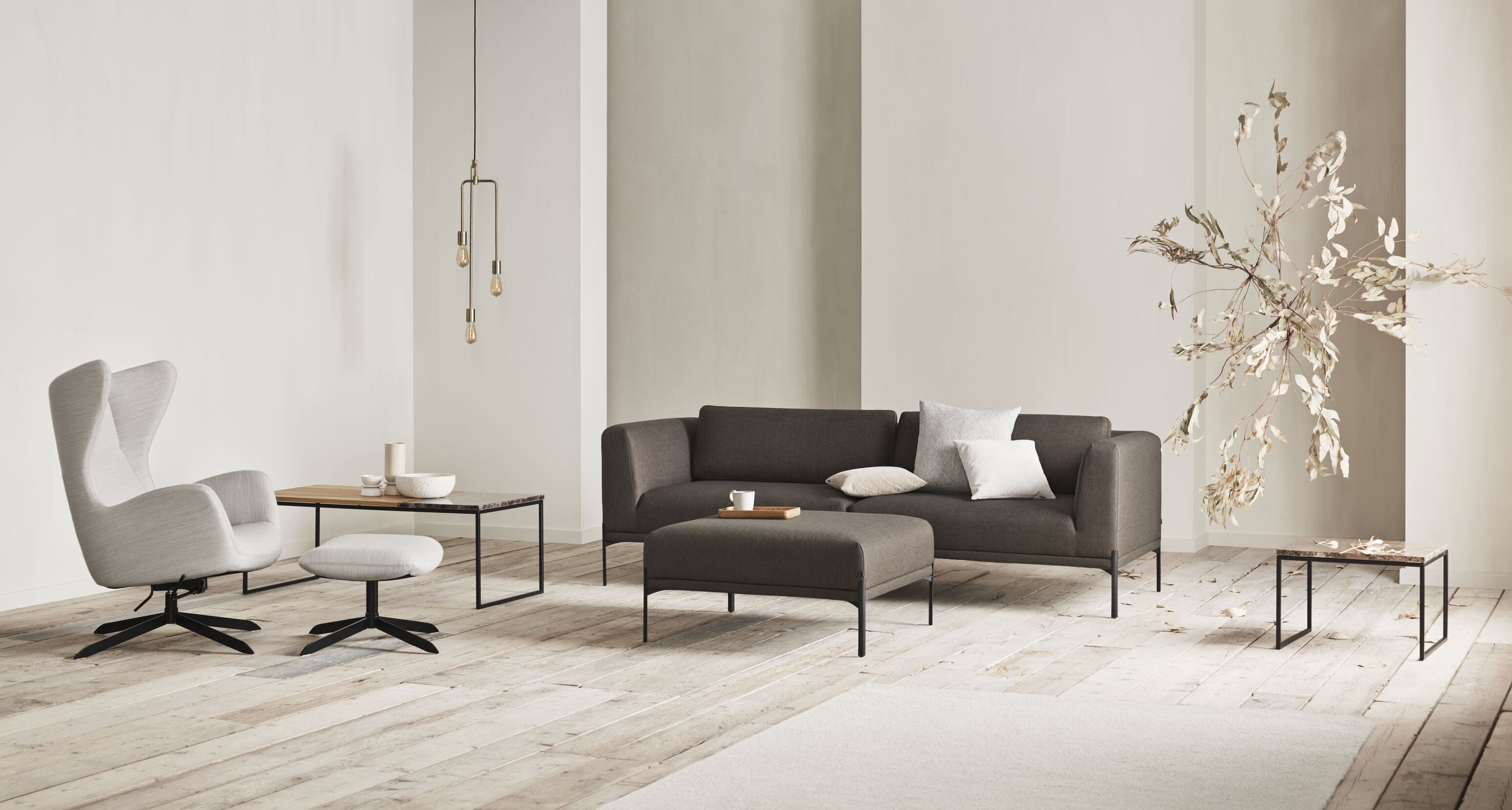 Pouf caisa gray steel base