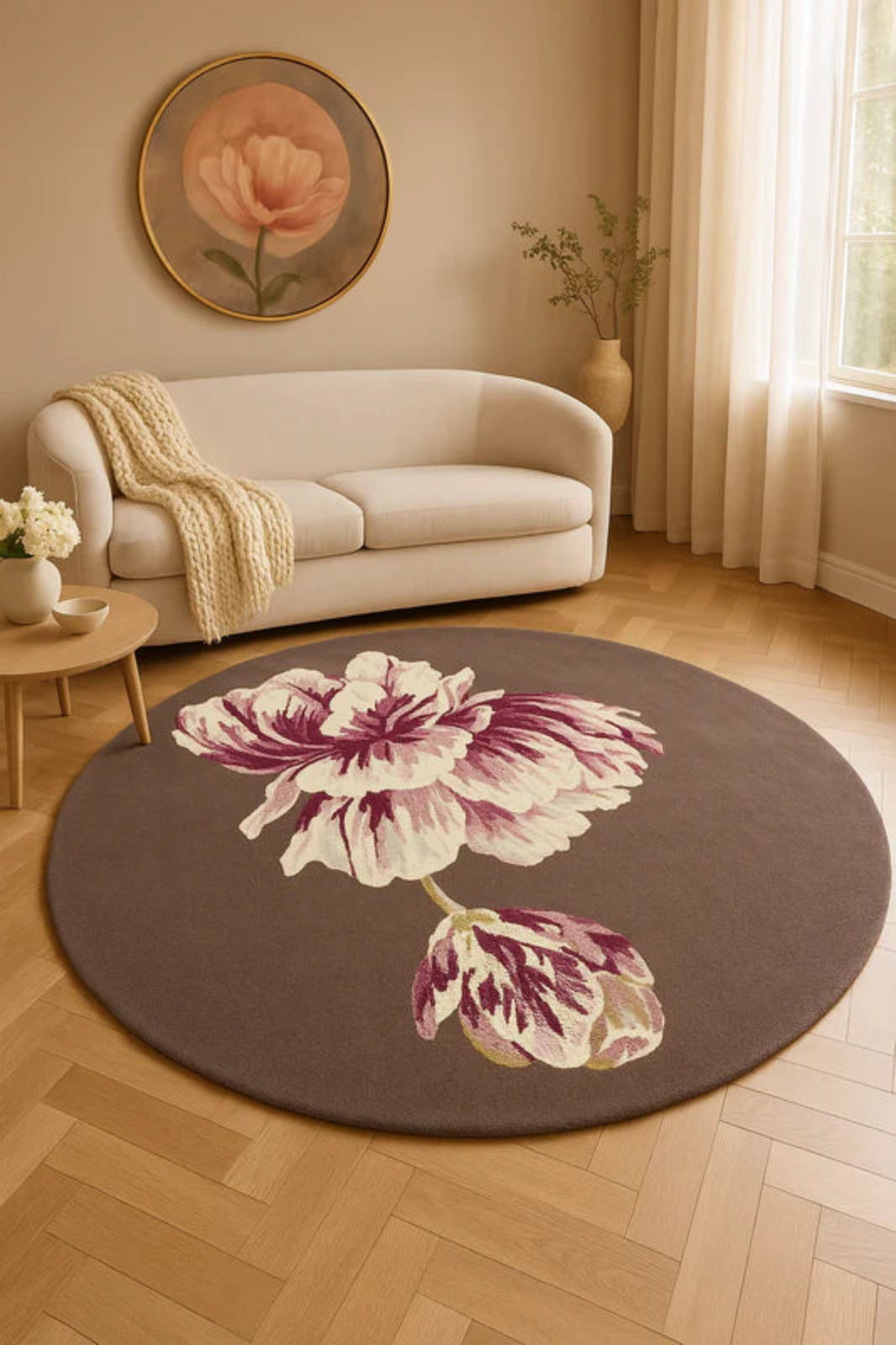 Dywan okrągły TRANQUILITY AUBERGINE brązowy