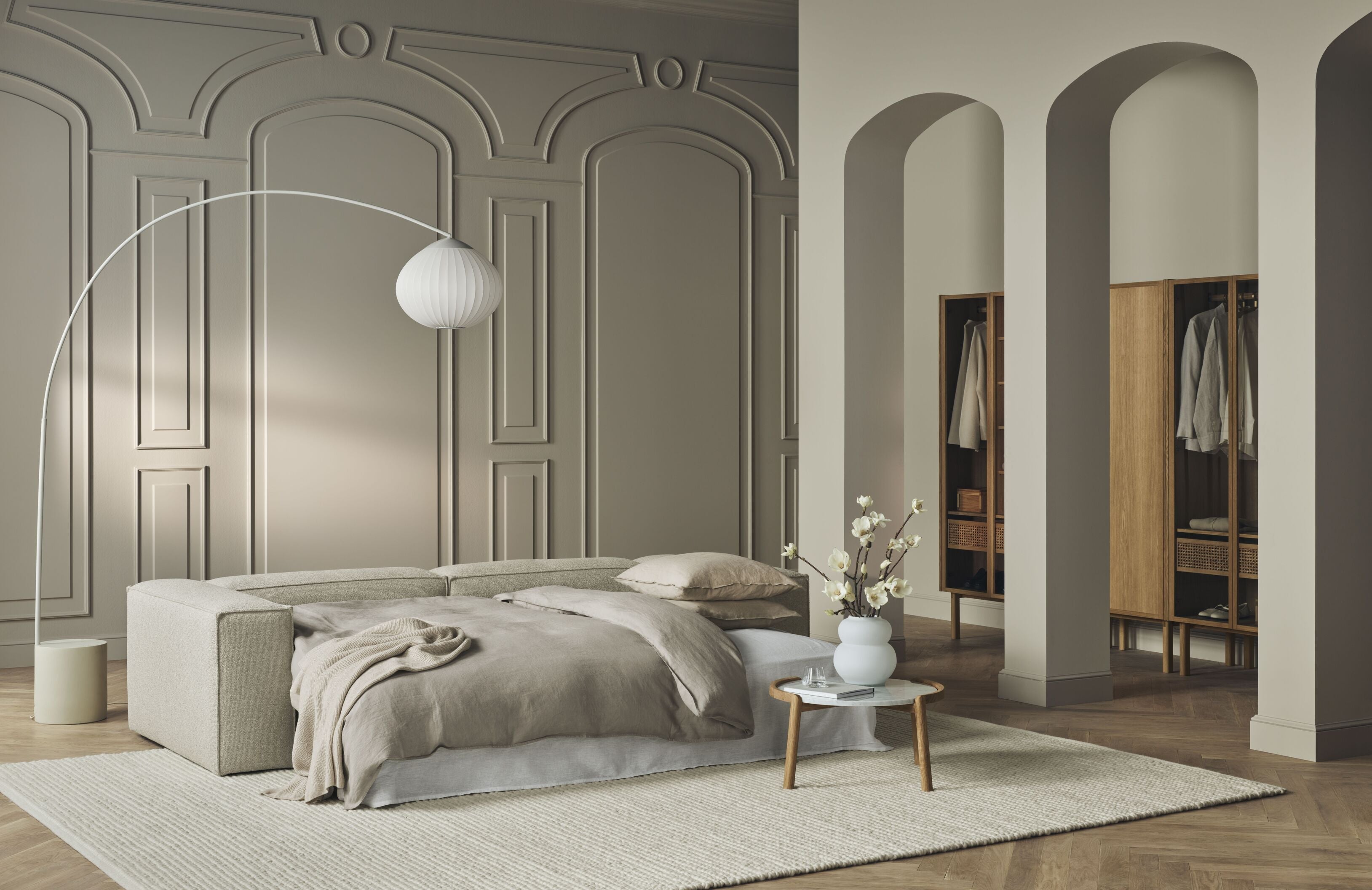 Left -hand arlong folding Cosima is upholstered
