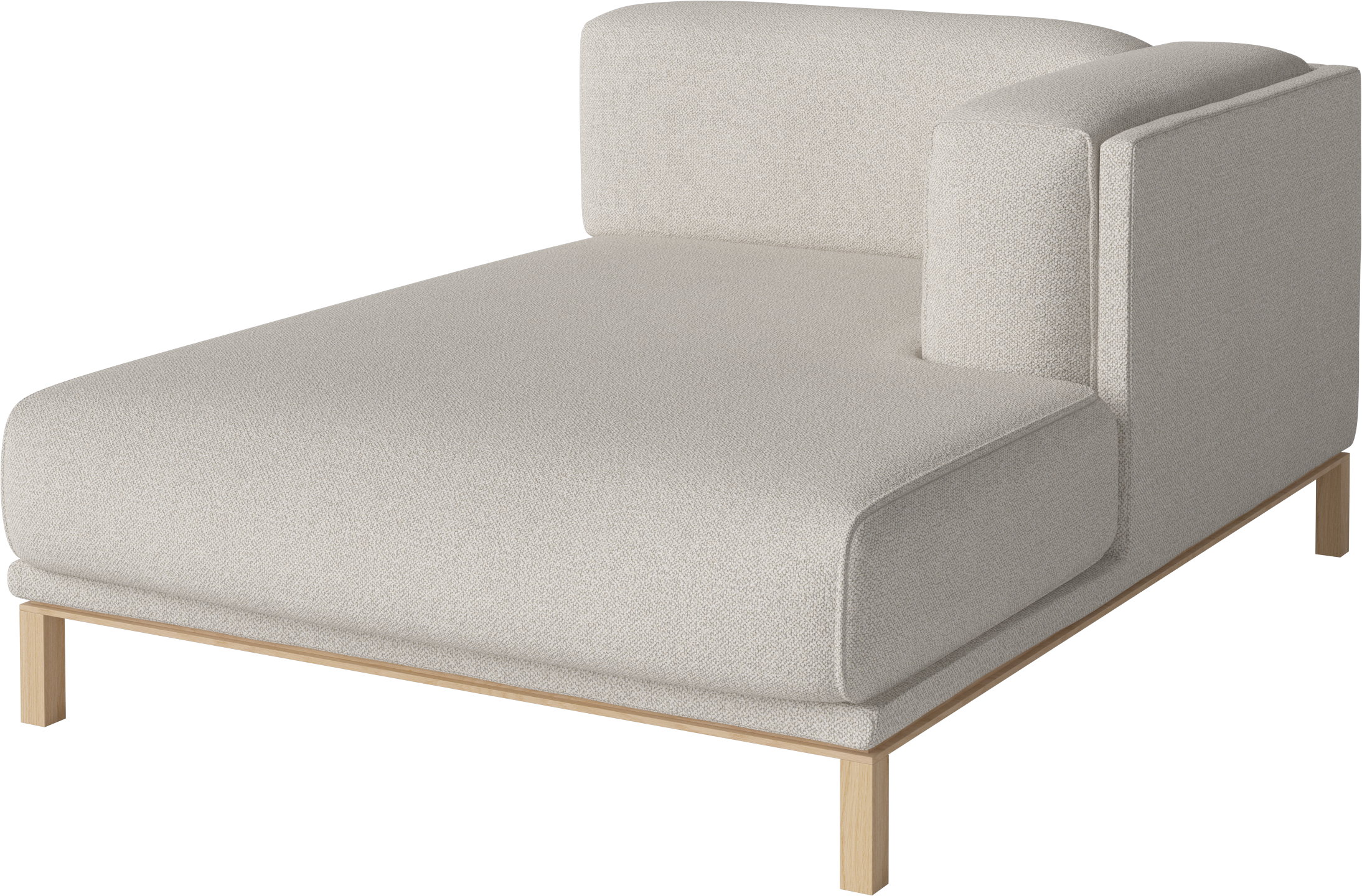 Sofa modułowa COSY - szezlong prawostronny z bieloną podstawą