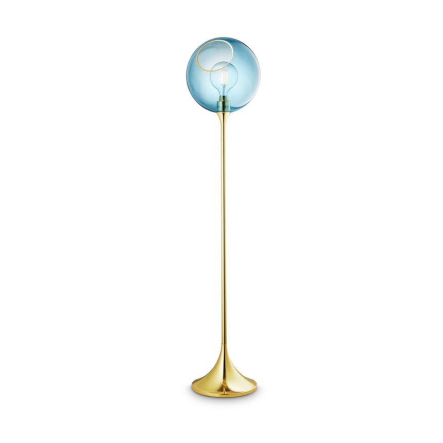 Lampa podłogowa BALLROOM błękitny ze złotą podstawą
