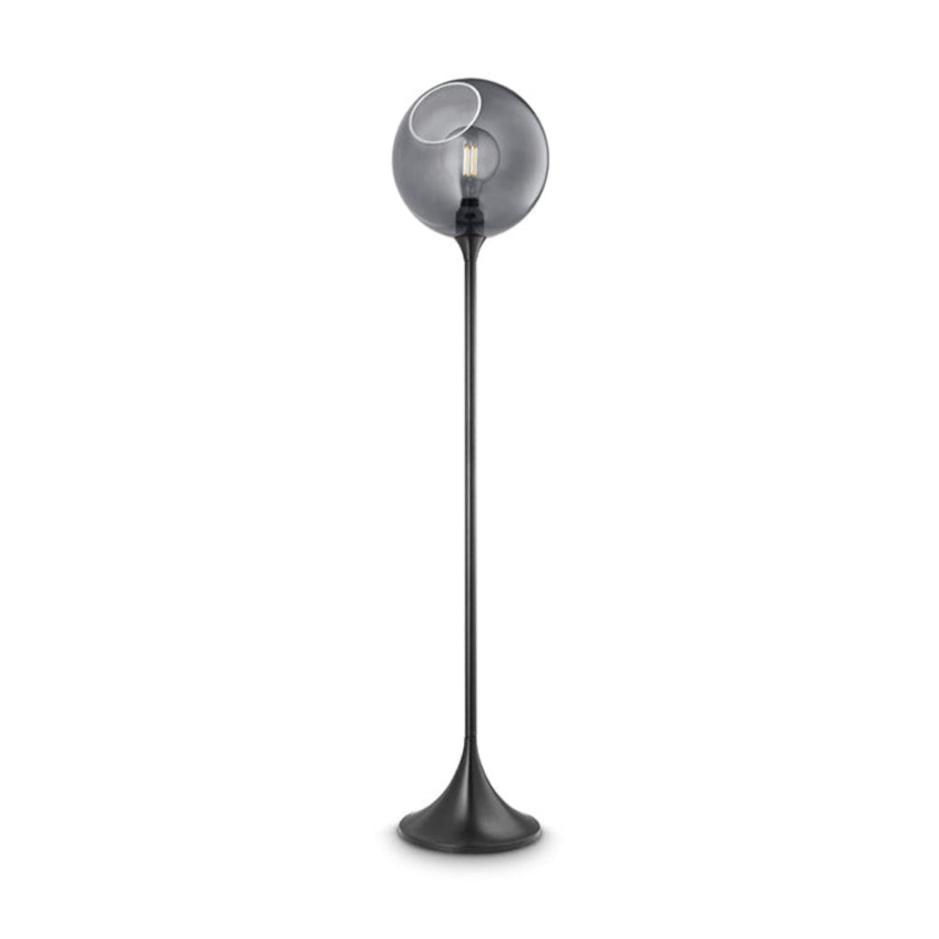 Stehlampe BALLROOM rauchig mit schwarzem Sockel