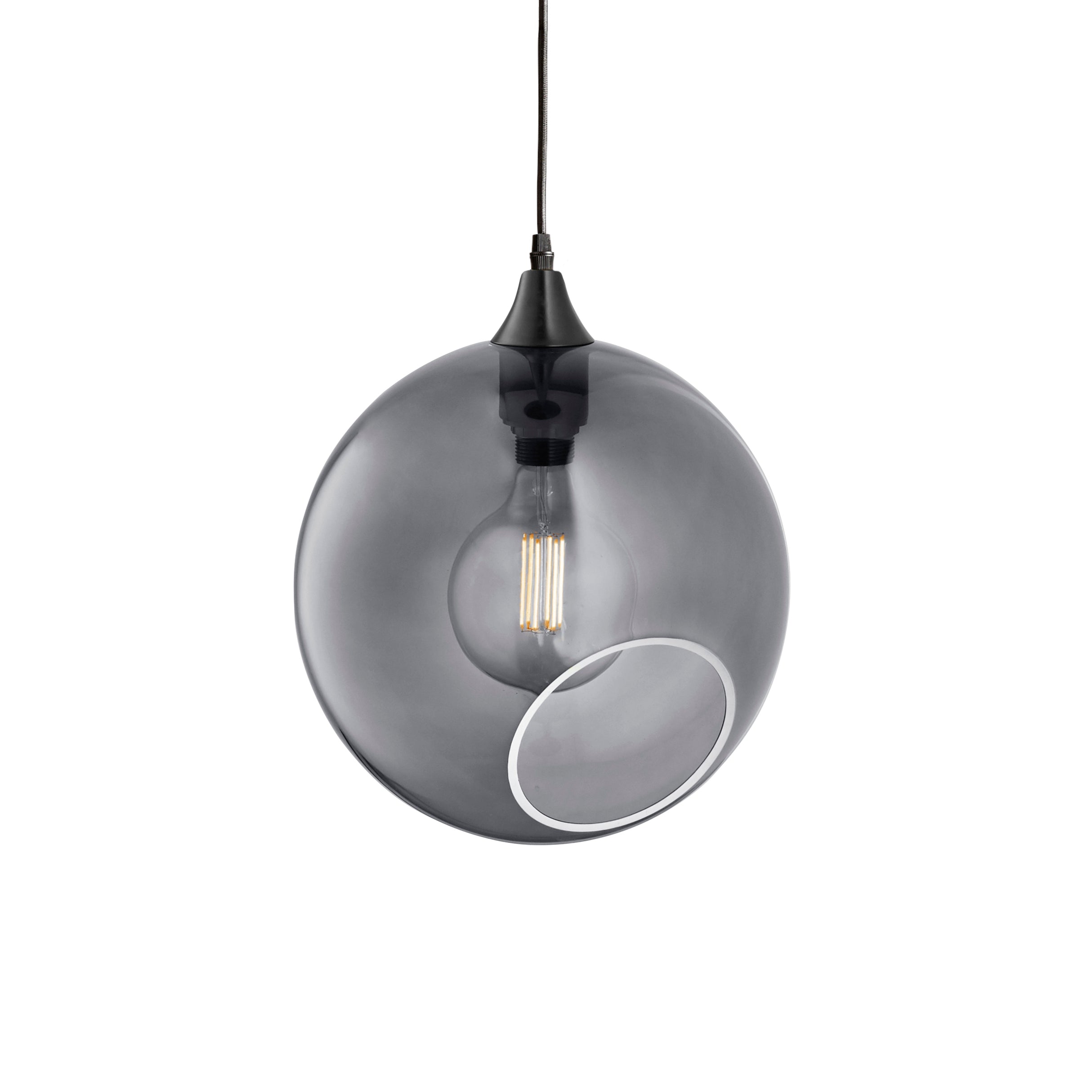 Lampa wisząca BALLROOM dymiony z czarnym wykończeniem