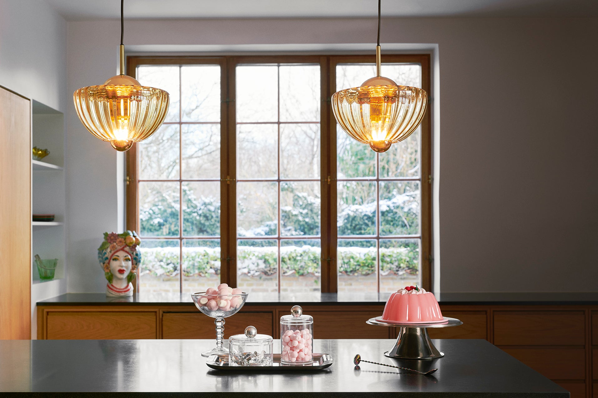 Lampa wisząca LOTUS bursztynowy