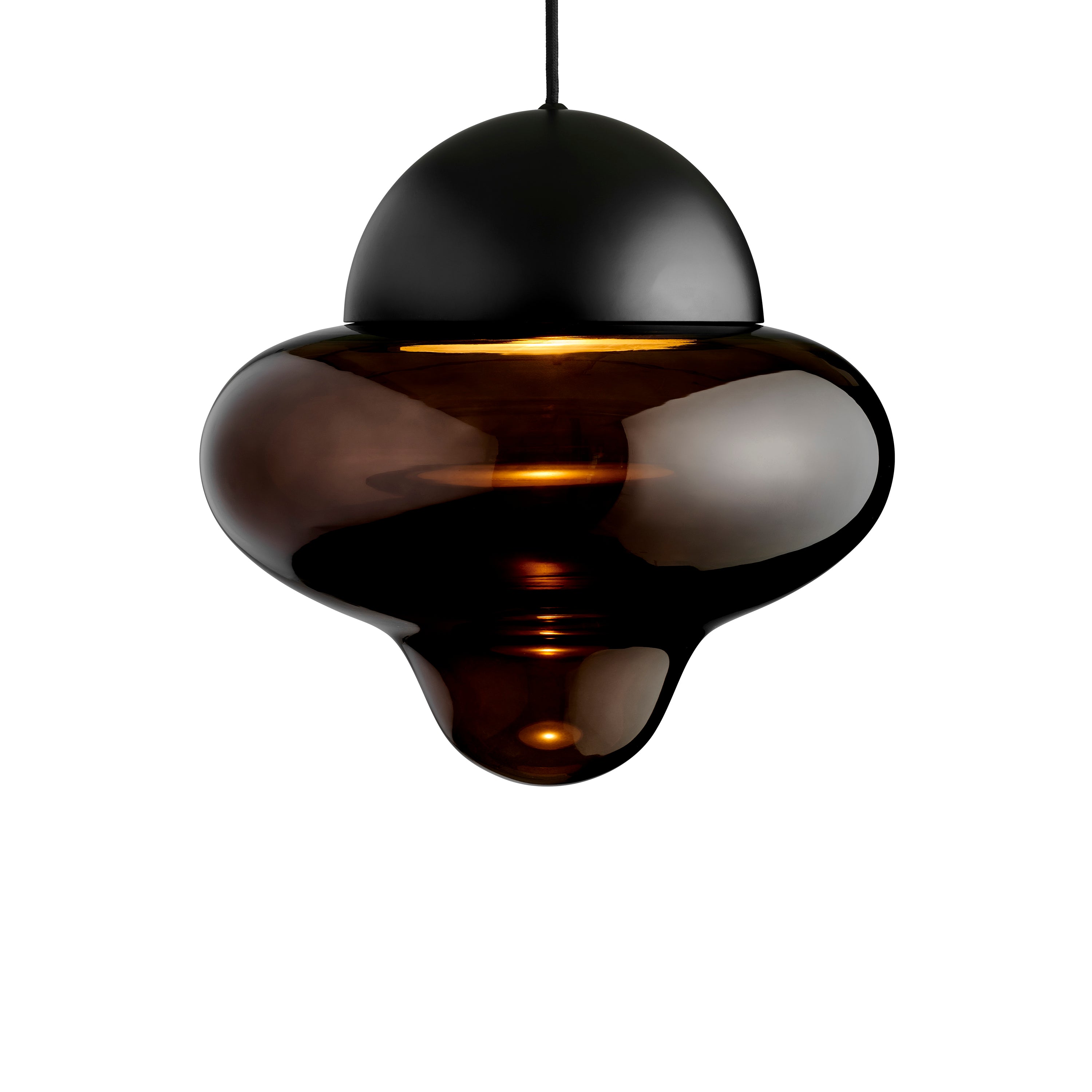 Lampa wisząca NUTTY szkło brązowe z czarnym wykończeniem