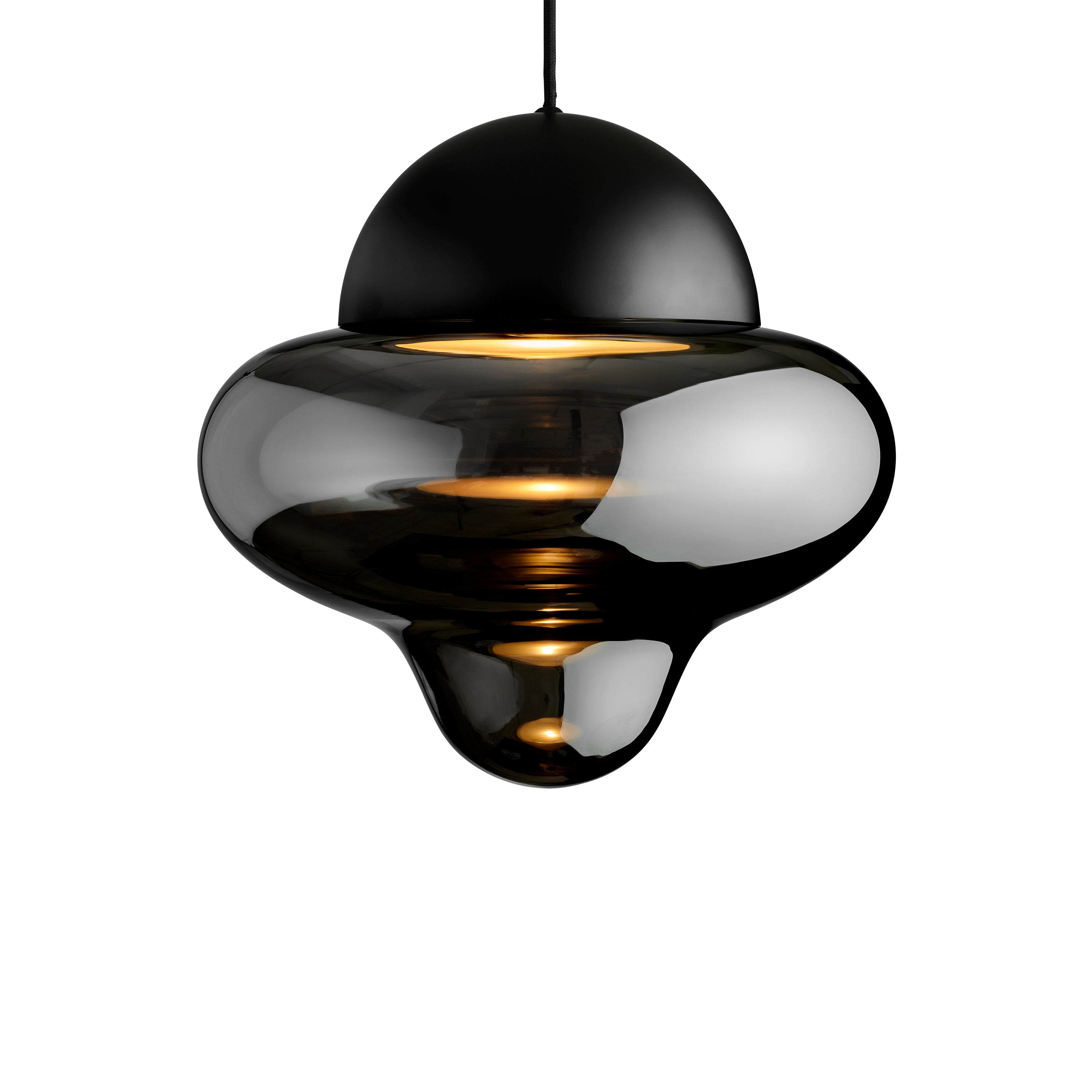 Lampa wisząca NUTTY szkło dymione z czarnym wykończeniem