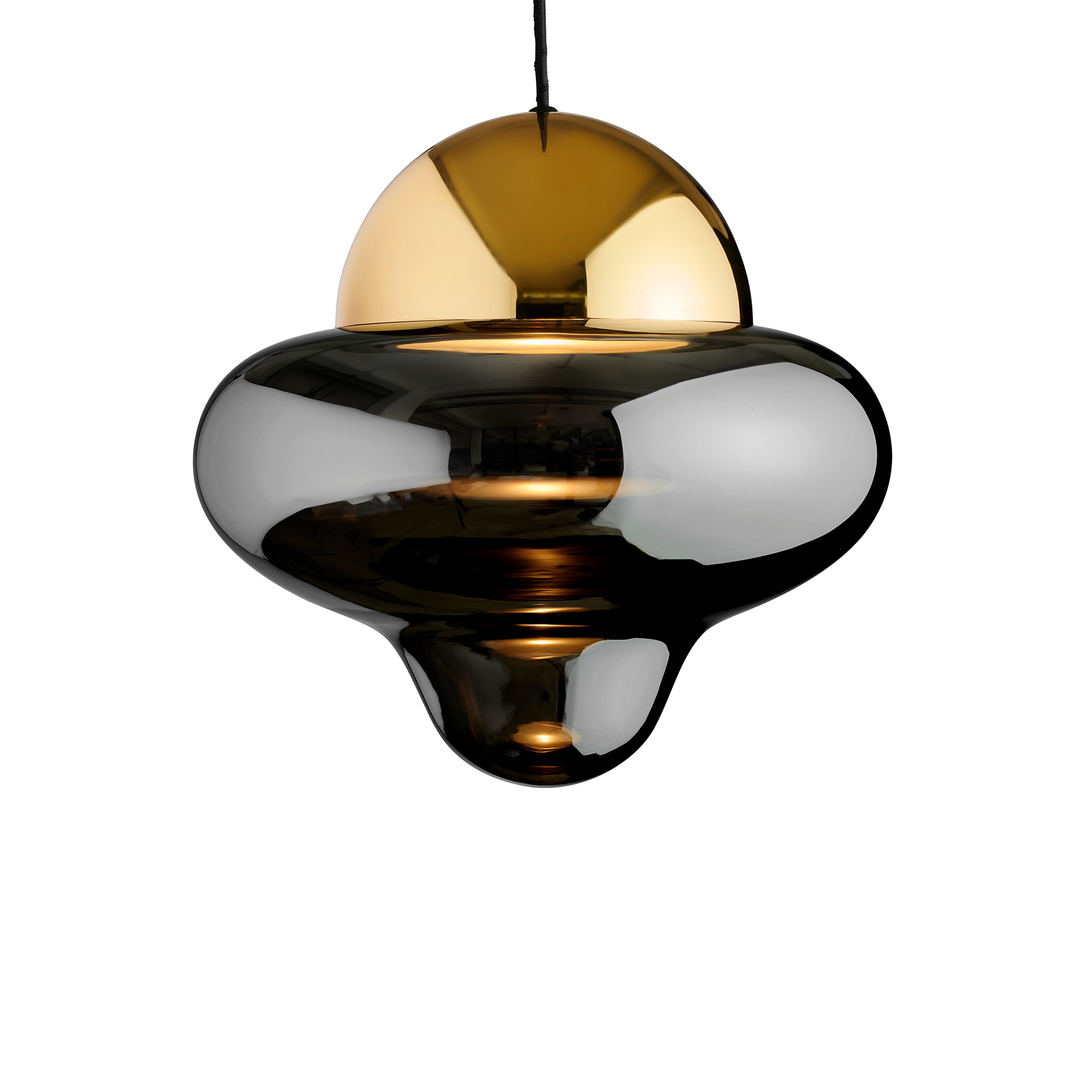 Lampa wisząca NUTTY szkło dymione ze złotym wykończeniem