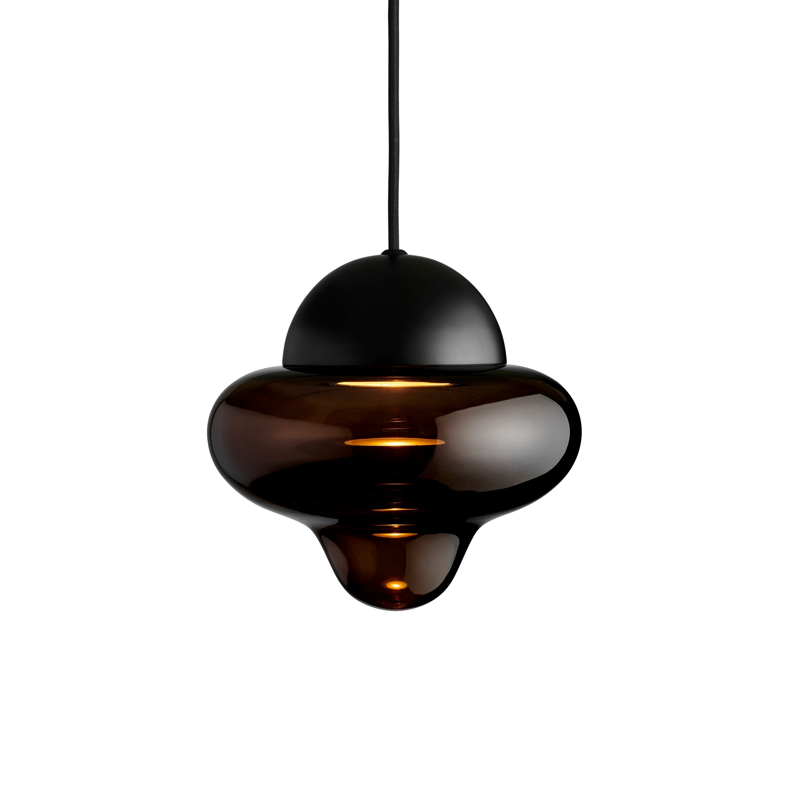 Lampa wisząca NUTTY szkło brązowe z czarnym wykończeniem