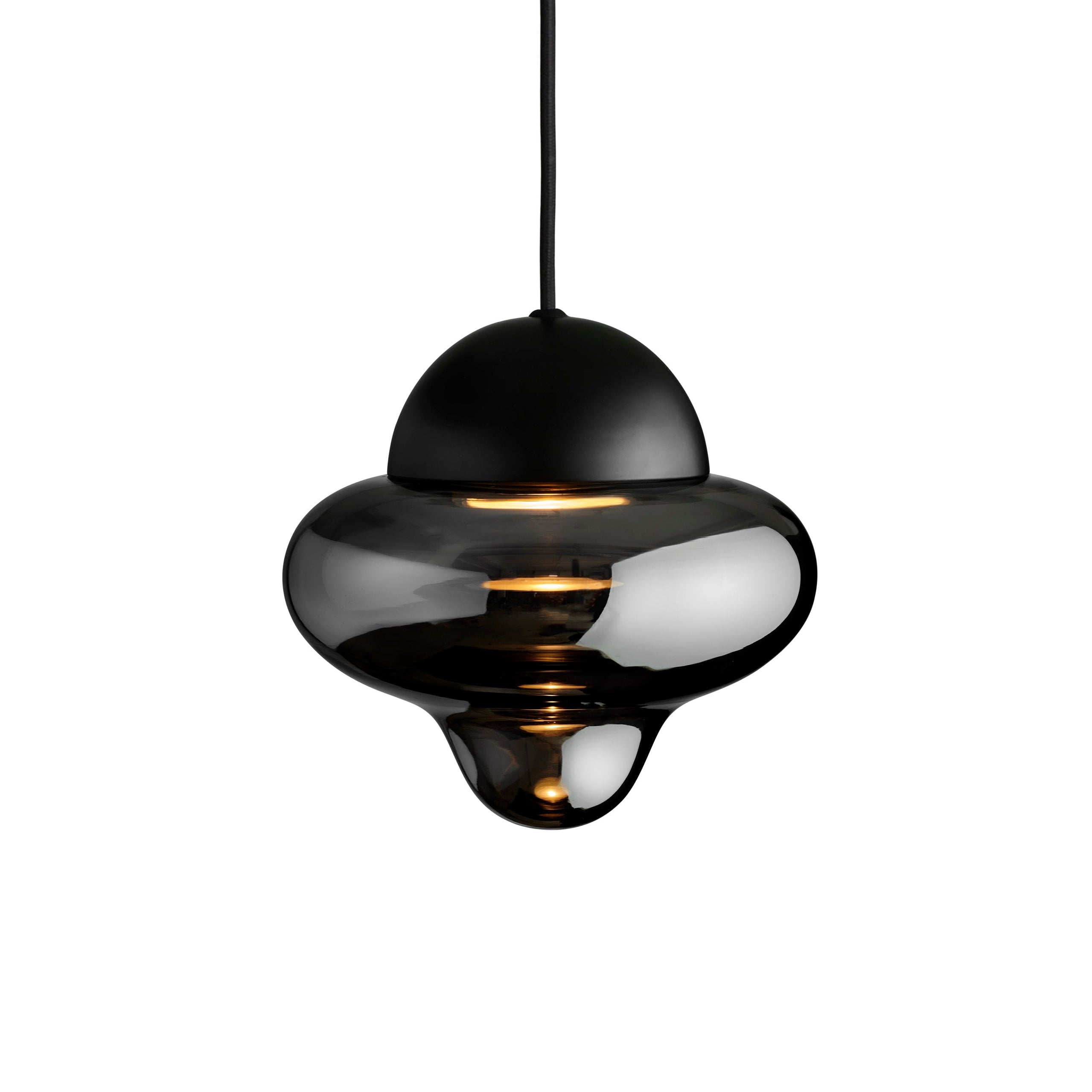 Lampa wisząca NUTTY szkło dymione z czarnym wykończeniem