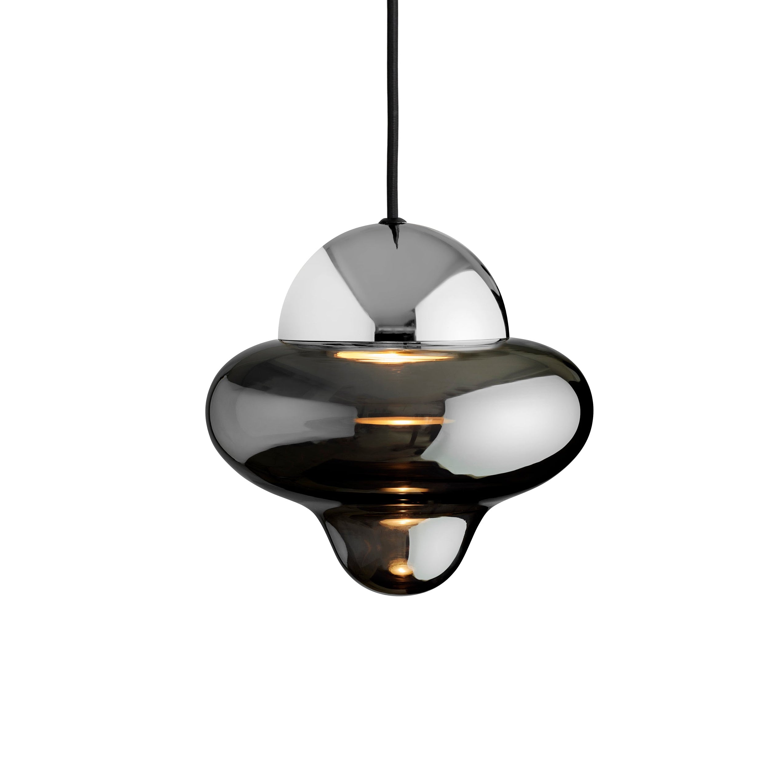 Lampa wisząca NUTTY szkło dymione ze srebrnym wykończeniem