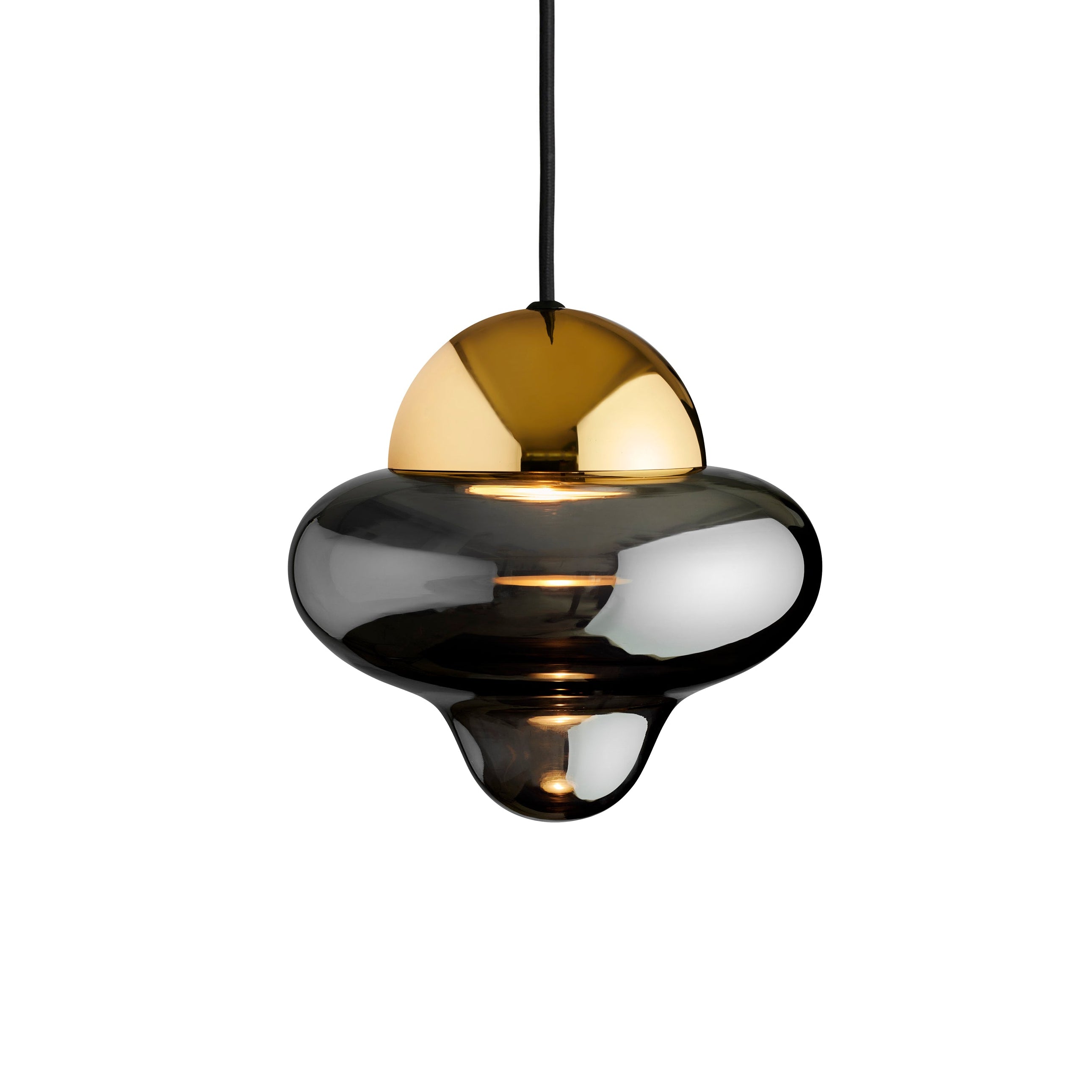 Lampa wisząca NUTTY szkło dymione ze złotym wykończeniem