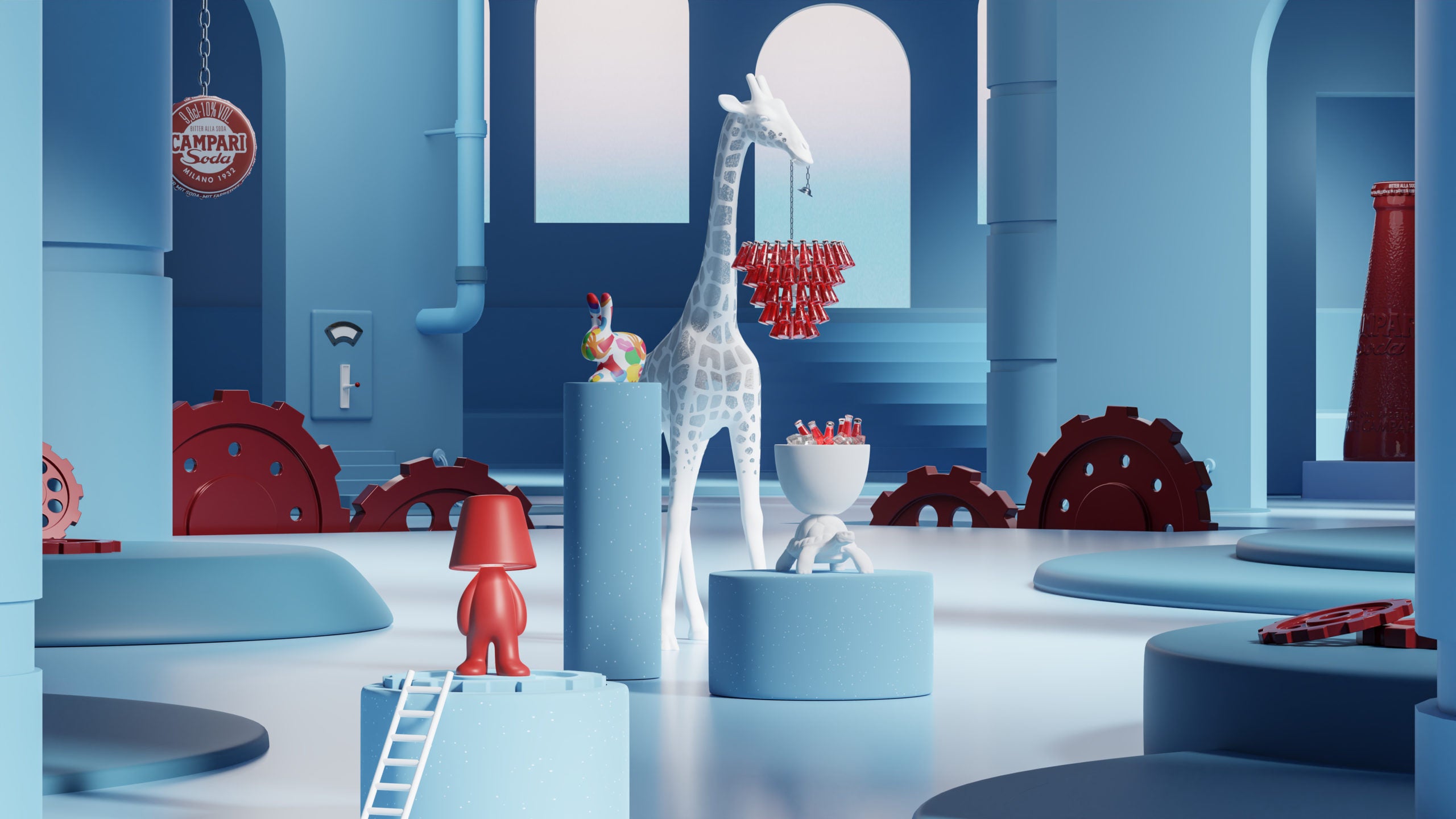 Lampa GIRAFFE IN LOVE M biały z czerwonym kloszem