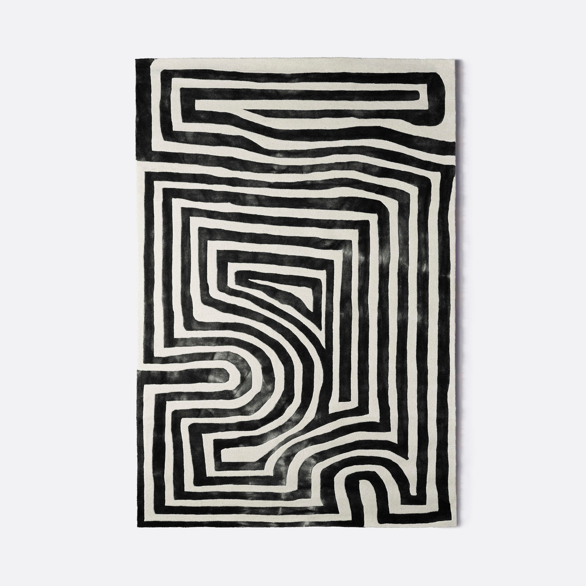 PSYCHEDELIC LABYRINTH rug black and white