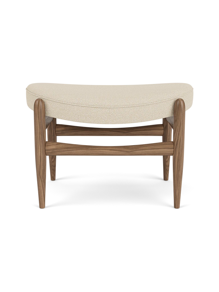 Fußhocker ELIZABETH beige mit Nussbaumfuß