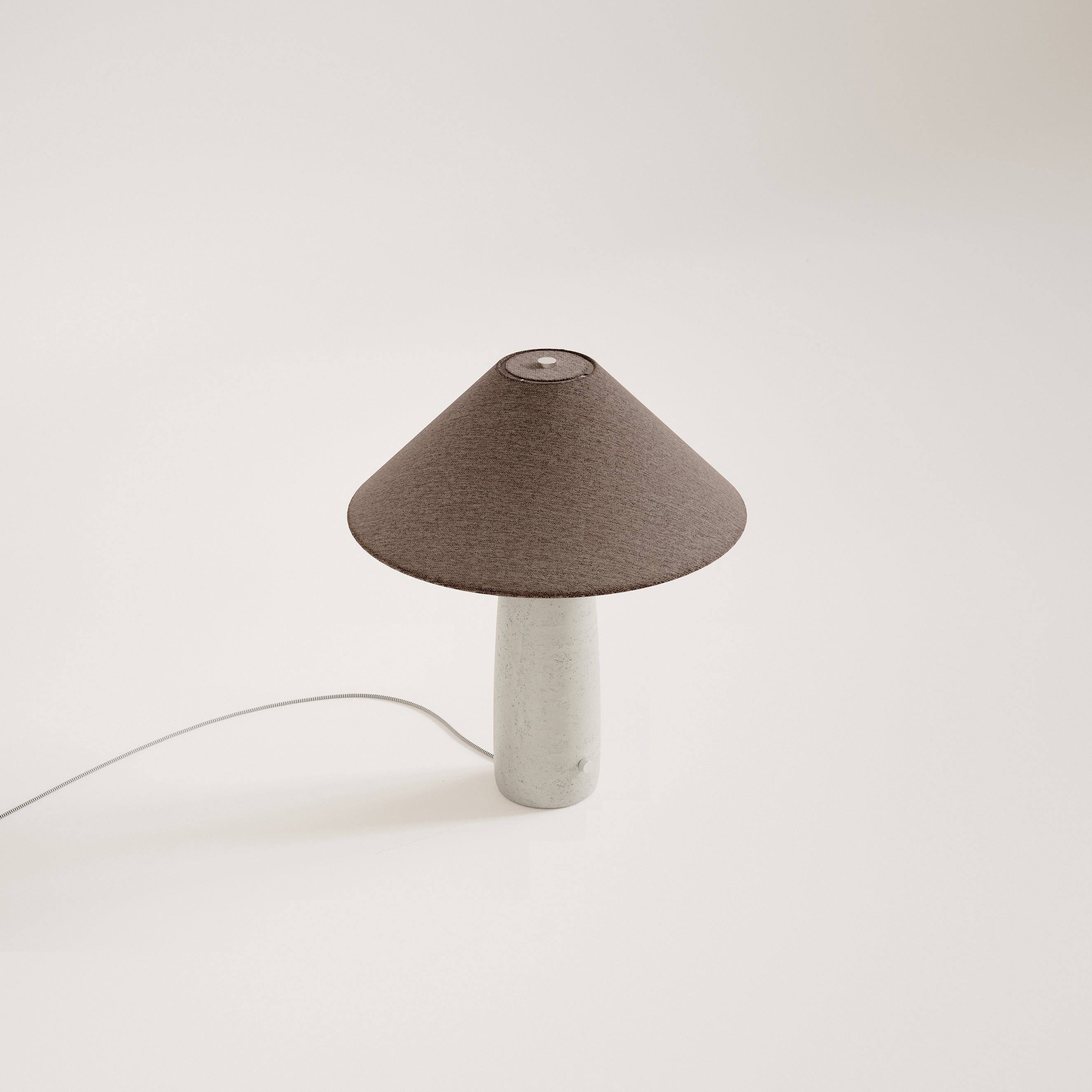 Tischlampe BATON aus Beton mit braunem Schirm