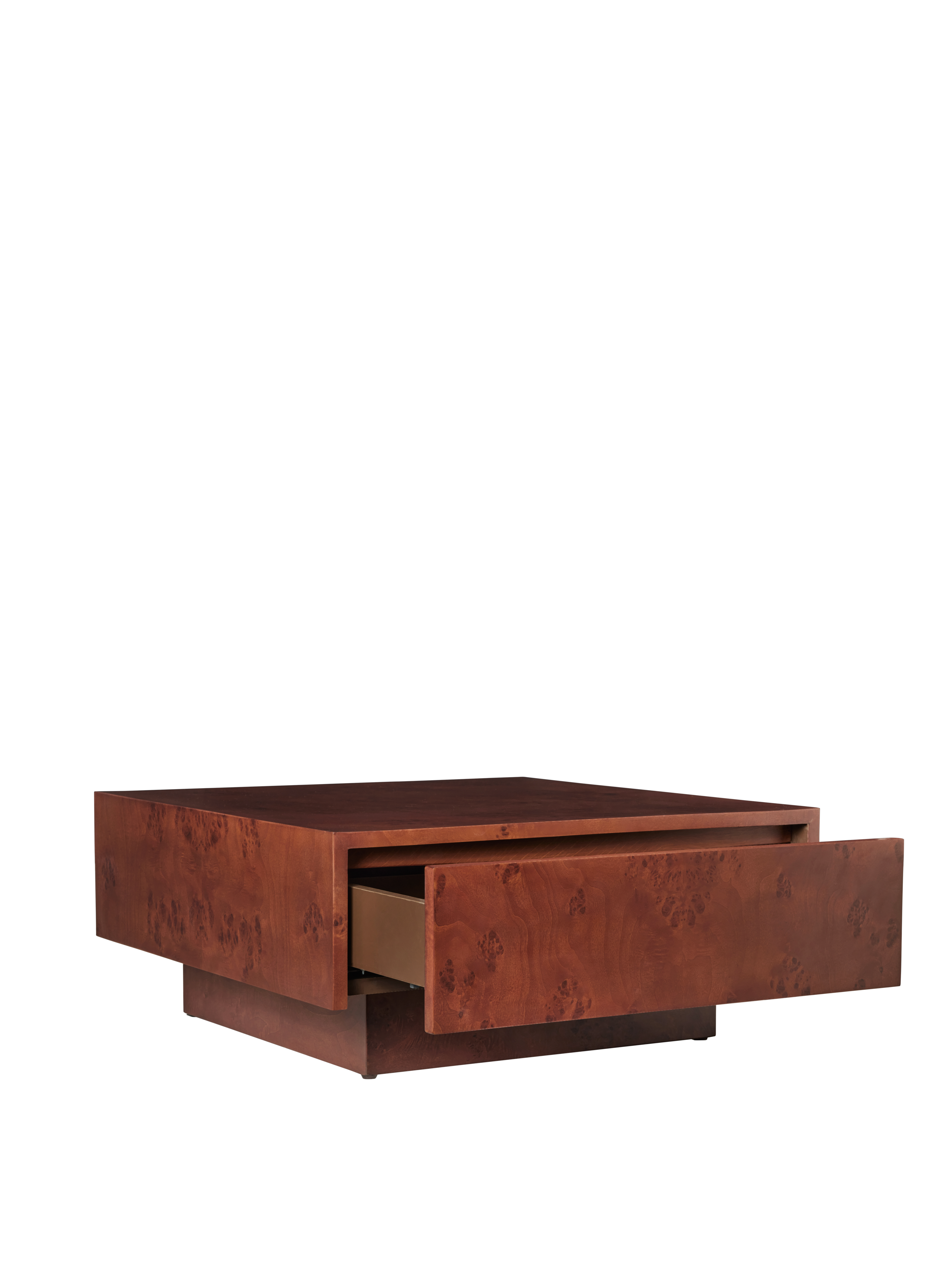 BURL brown veneer coffee table with drawer made of poplar burl