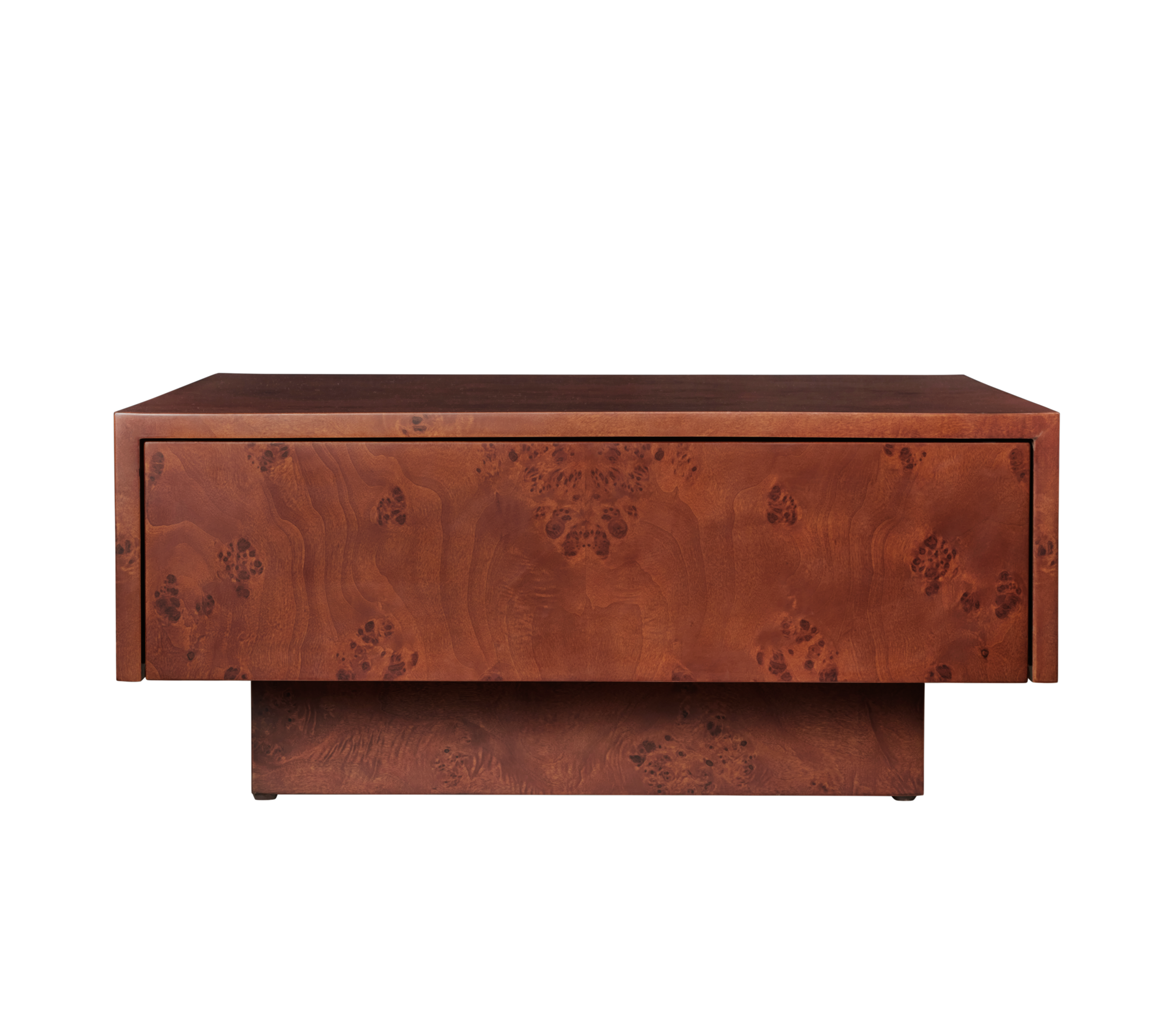 BURL brown veneer coffee table with drawer made of poplar burl