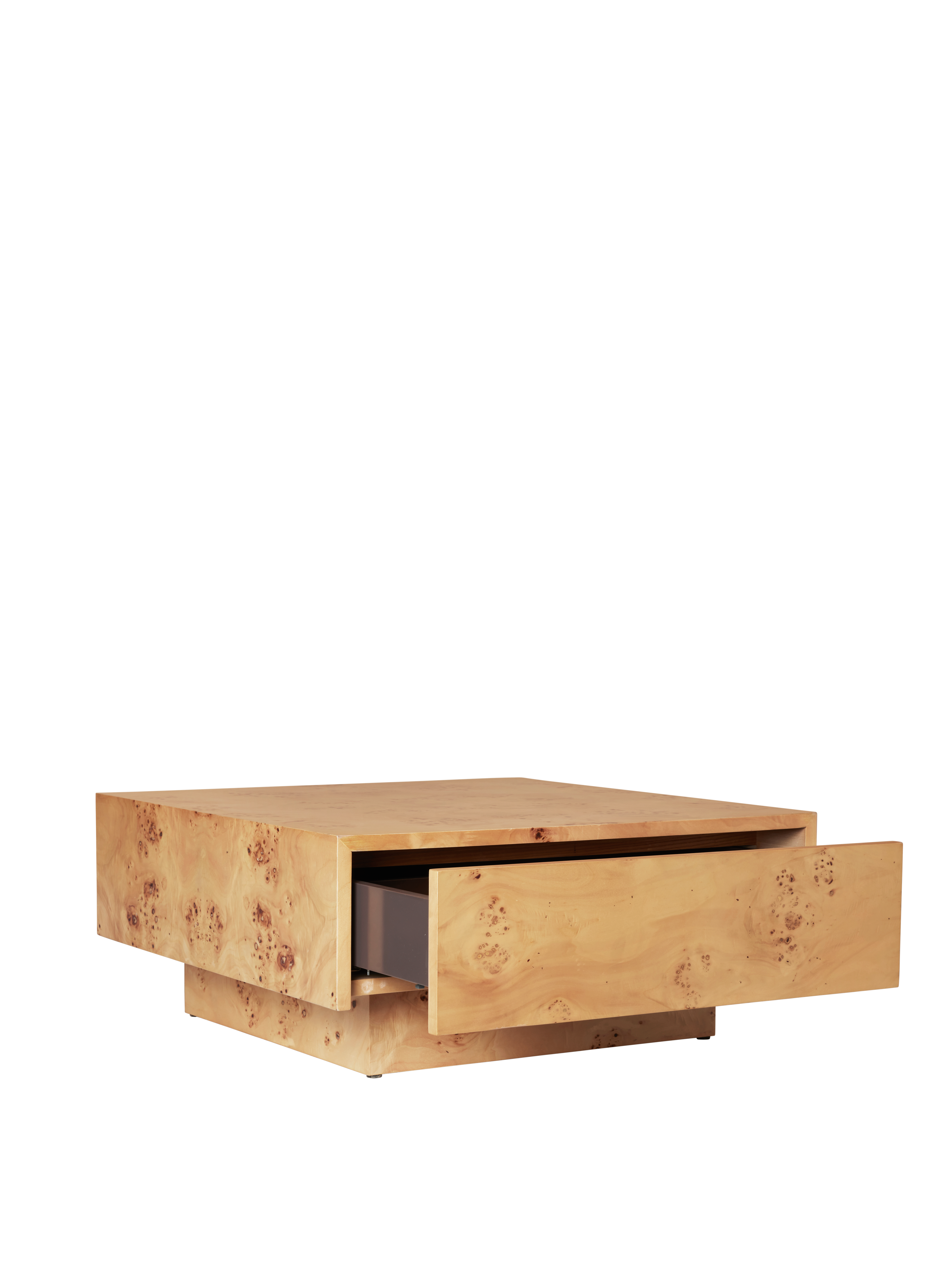 BURL veneer coffee table with a drawer made of poplar plywood
