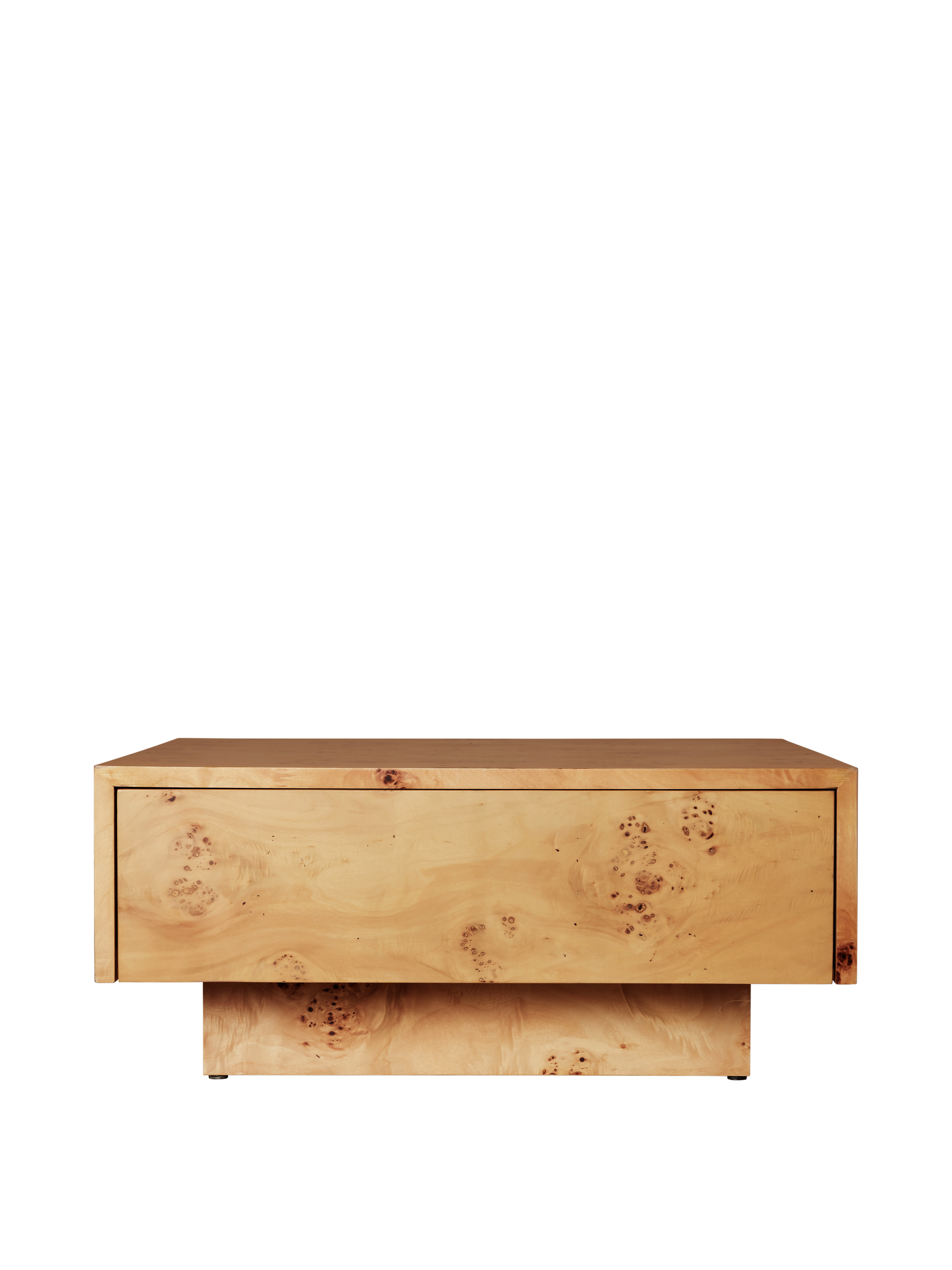 BURL veneer coffee table with a drawer made of poplar plywood