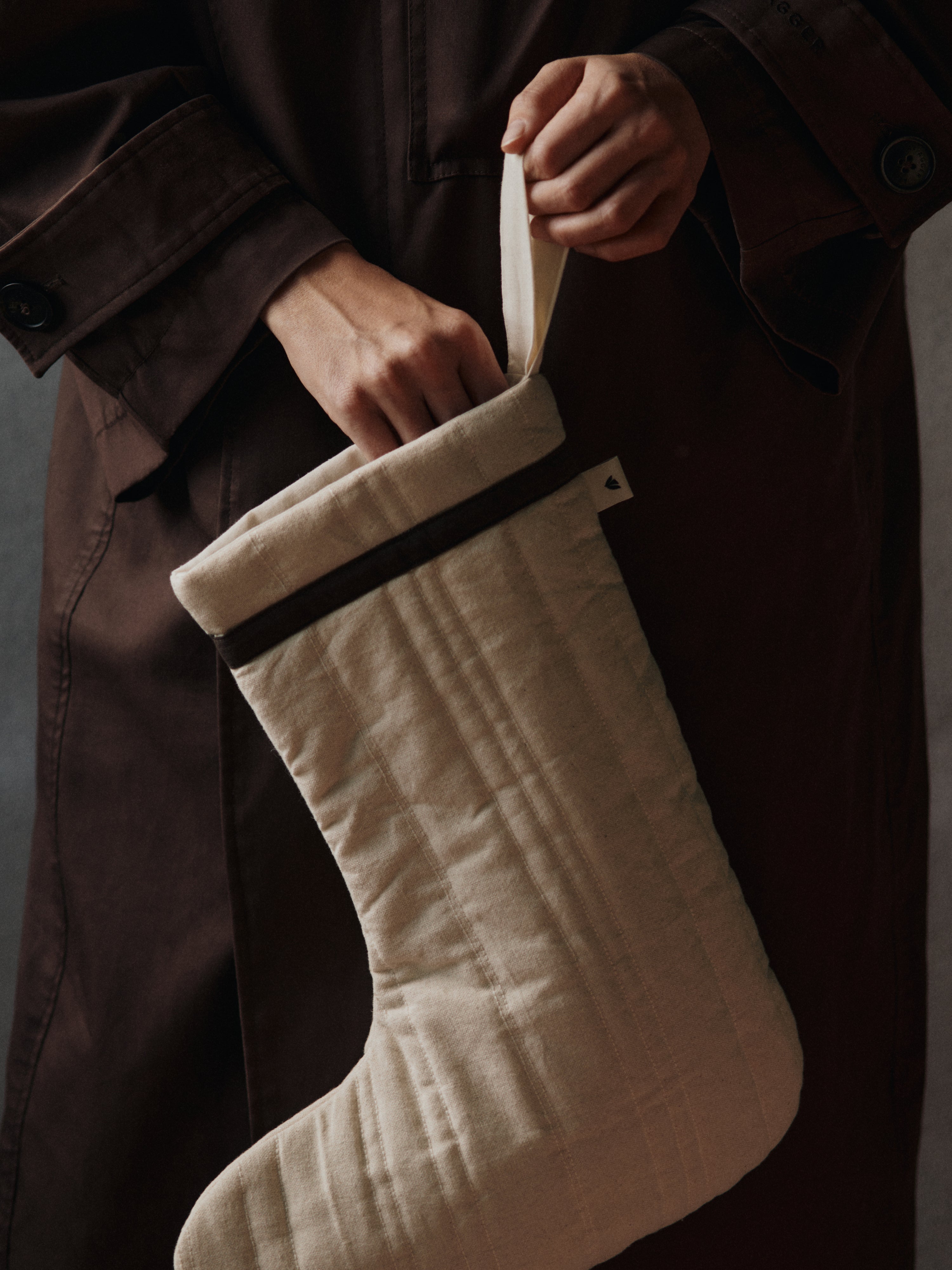 Skarpeta na prezenty VARI QUILTED CHRISTMAS STOCKING beżowy z brązowym