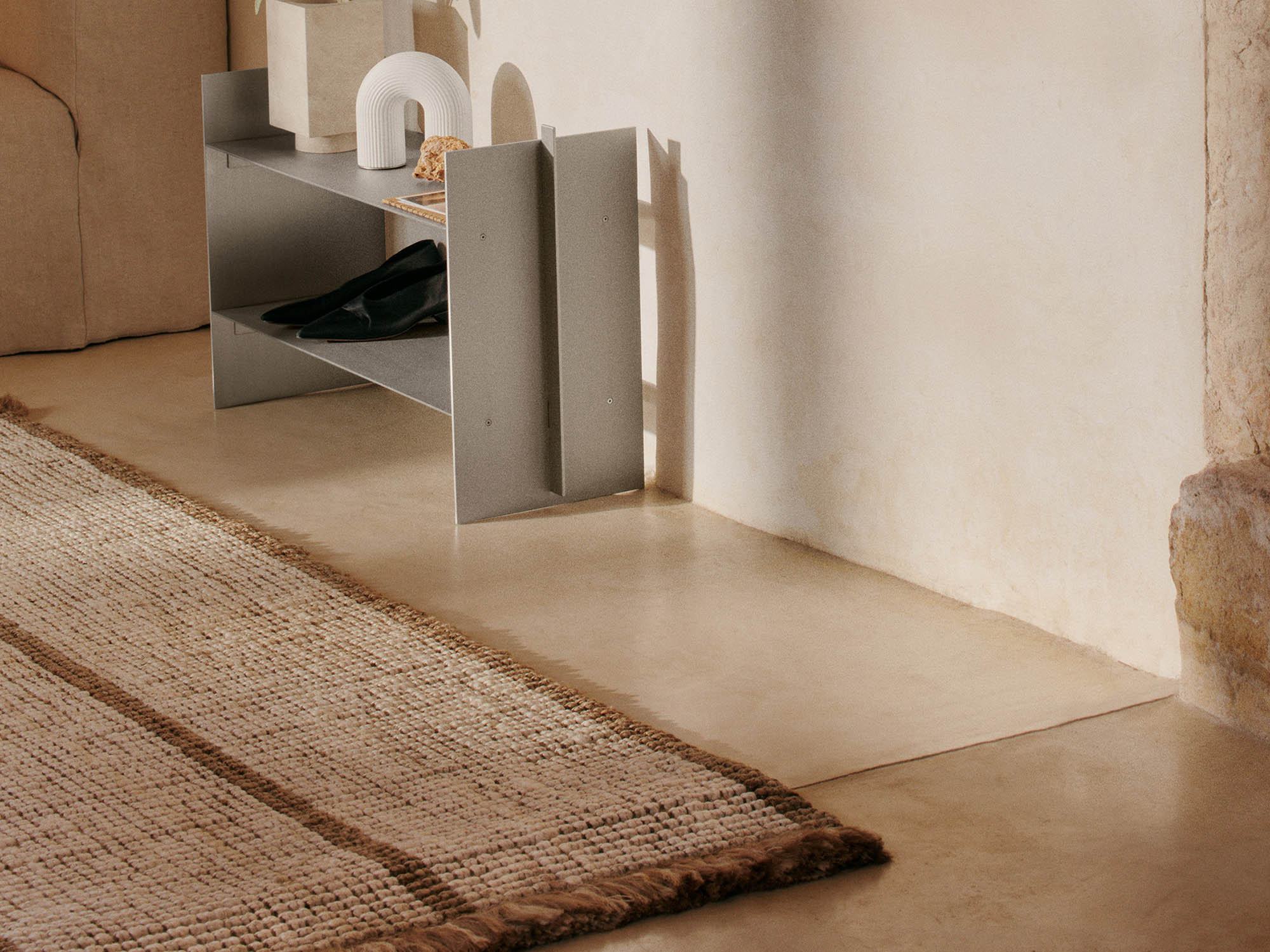 ATHENS STRIPES cream runner with brown