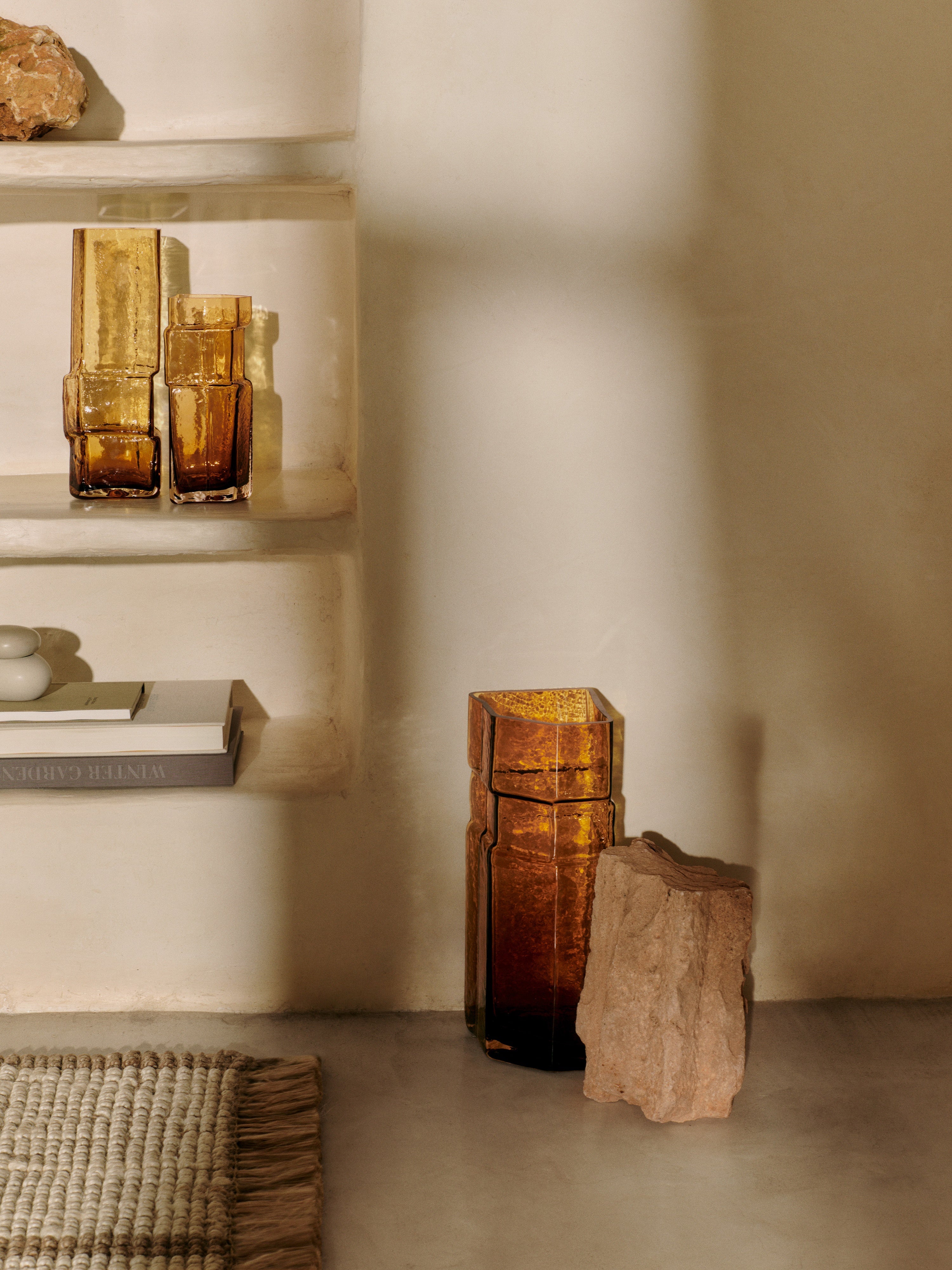 MURO TALL vase amber glass