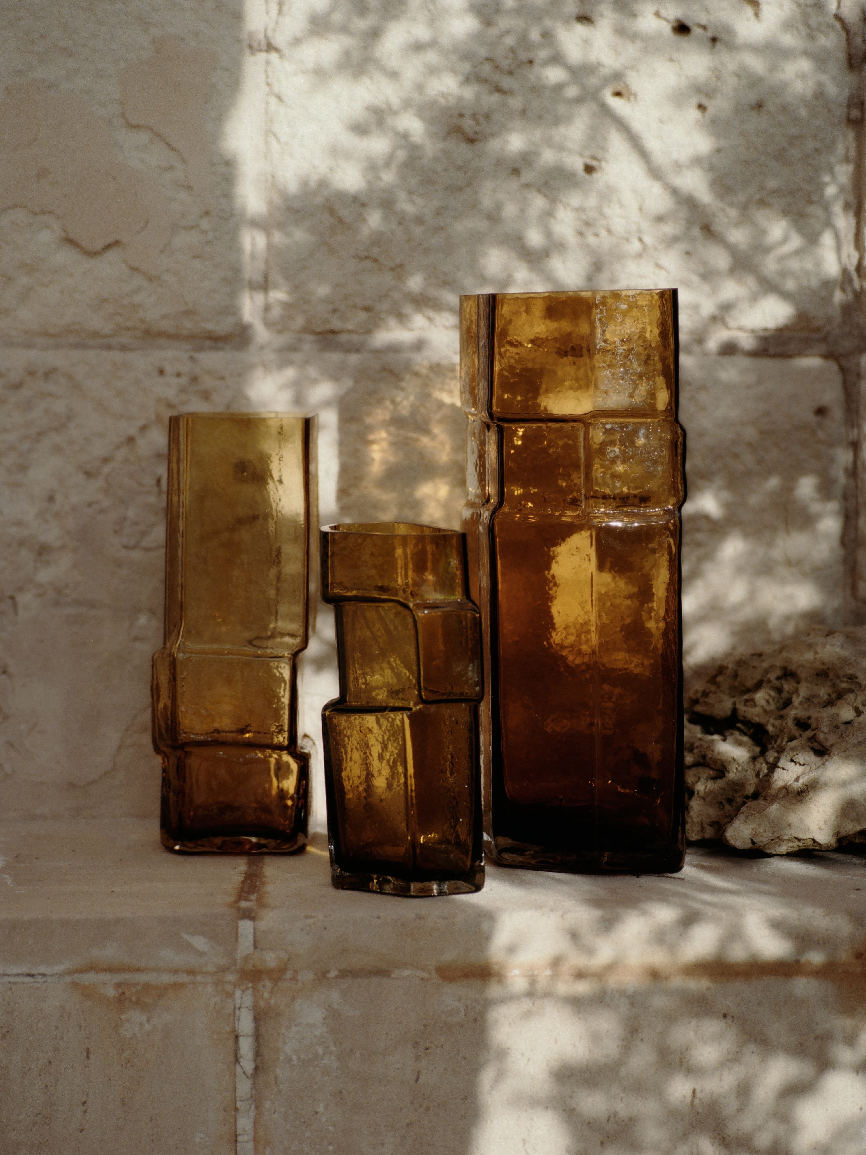 MURO TALL vase amber glass