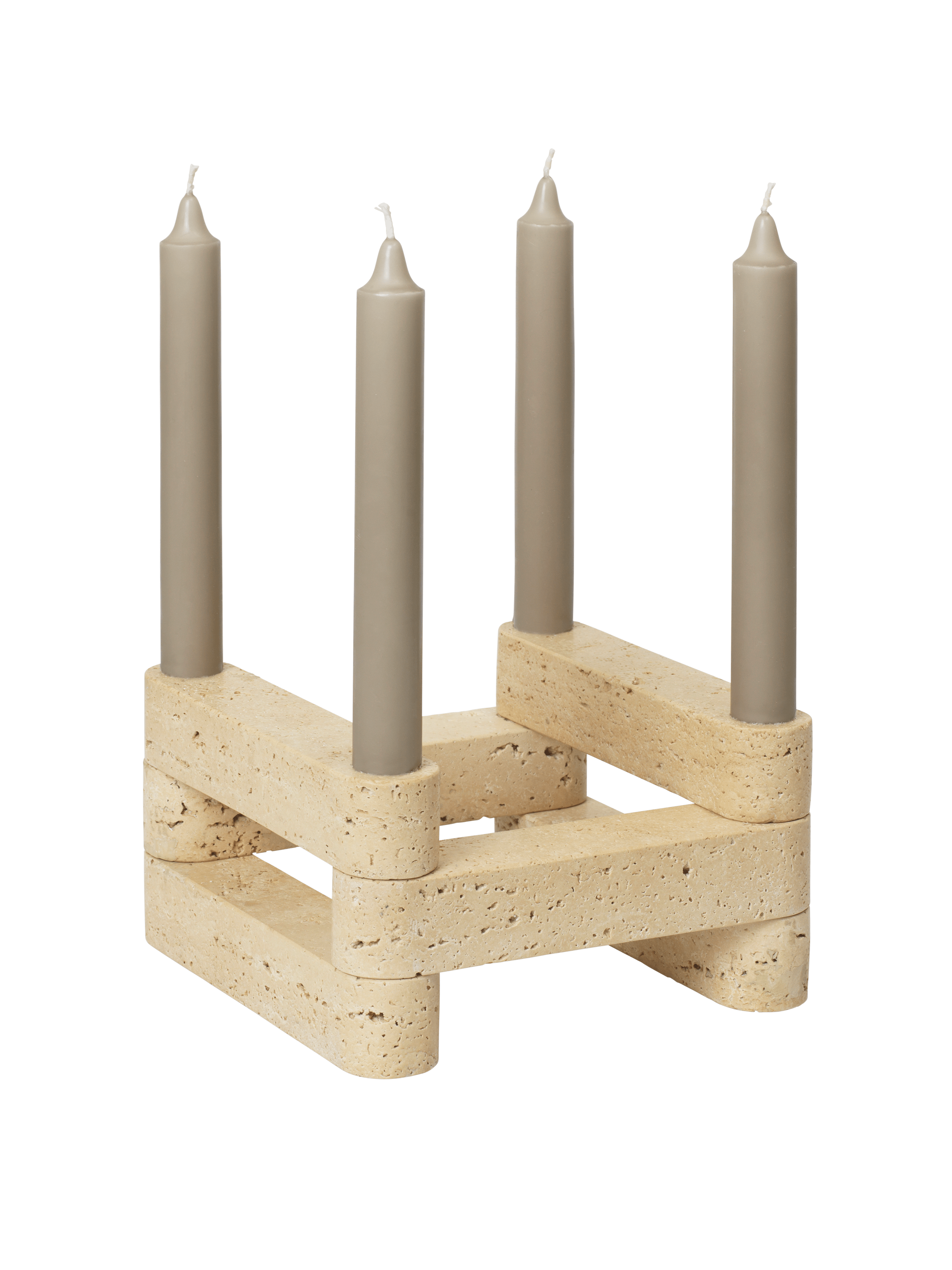 NEWEL modular candle holder travertine