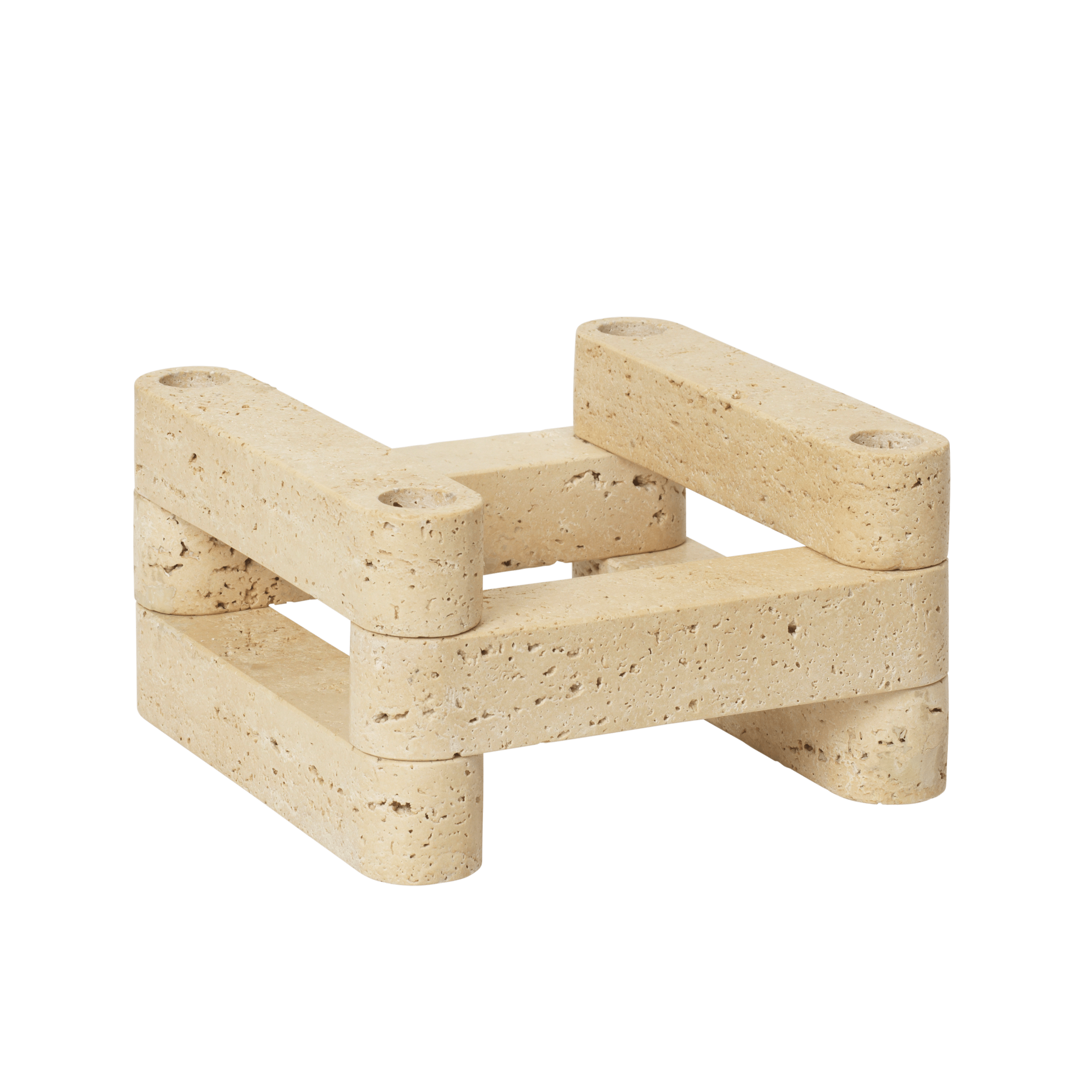 NEWEL modular candle holder travertine