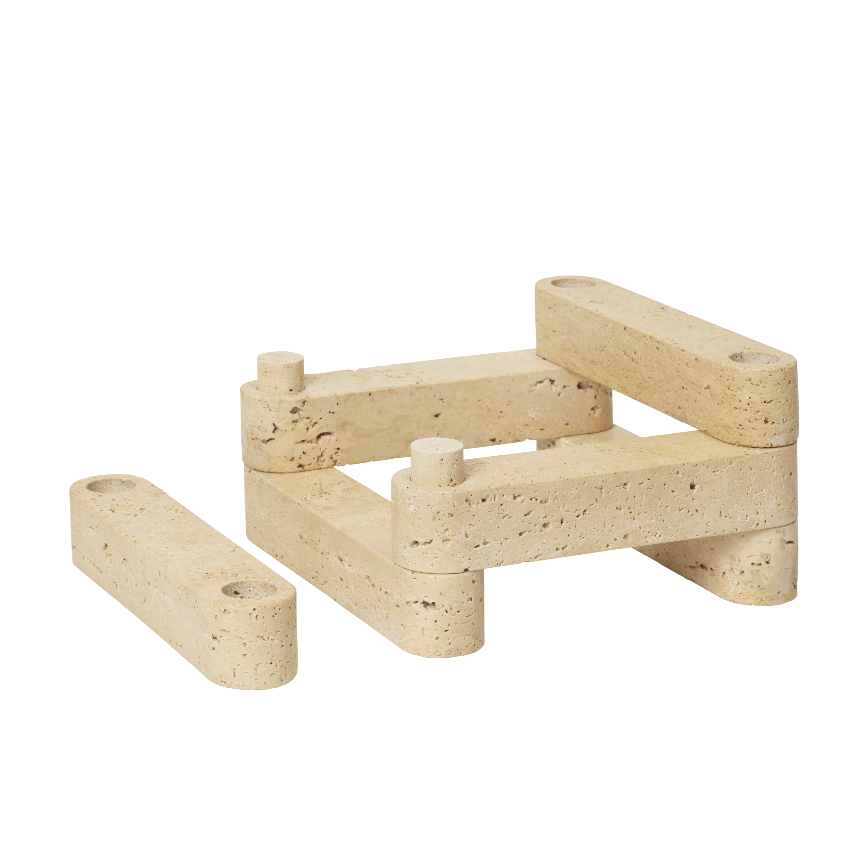 NEWEL modular candle holder travertine