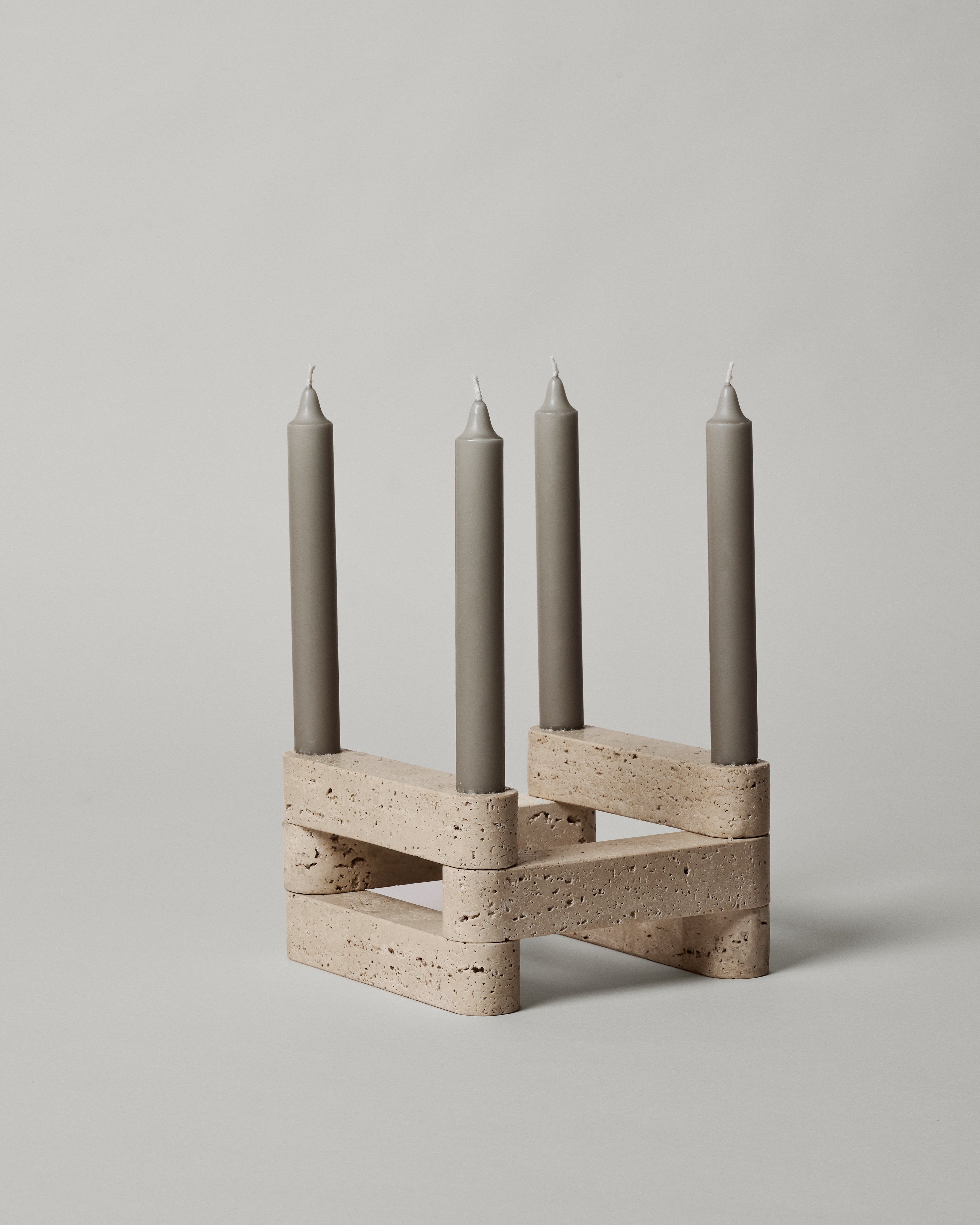 NEWEL modular candle holder travertine