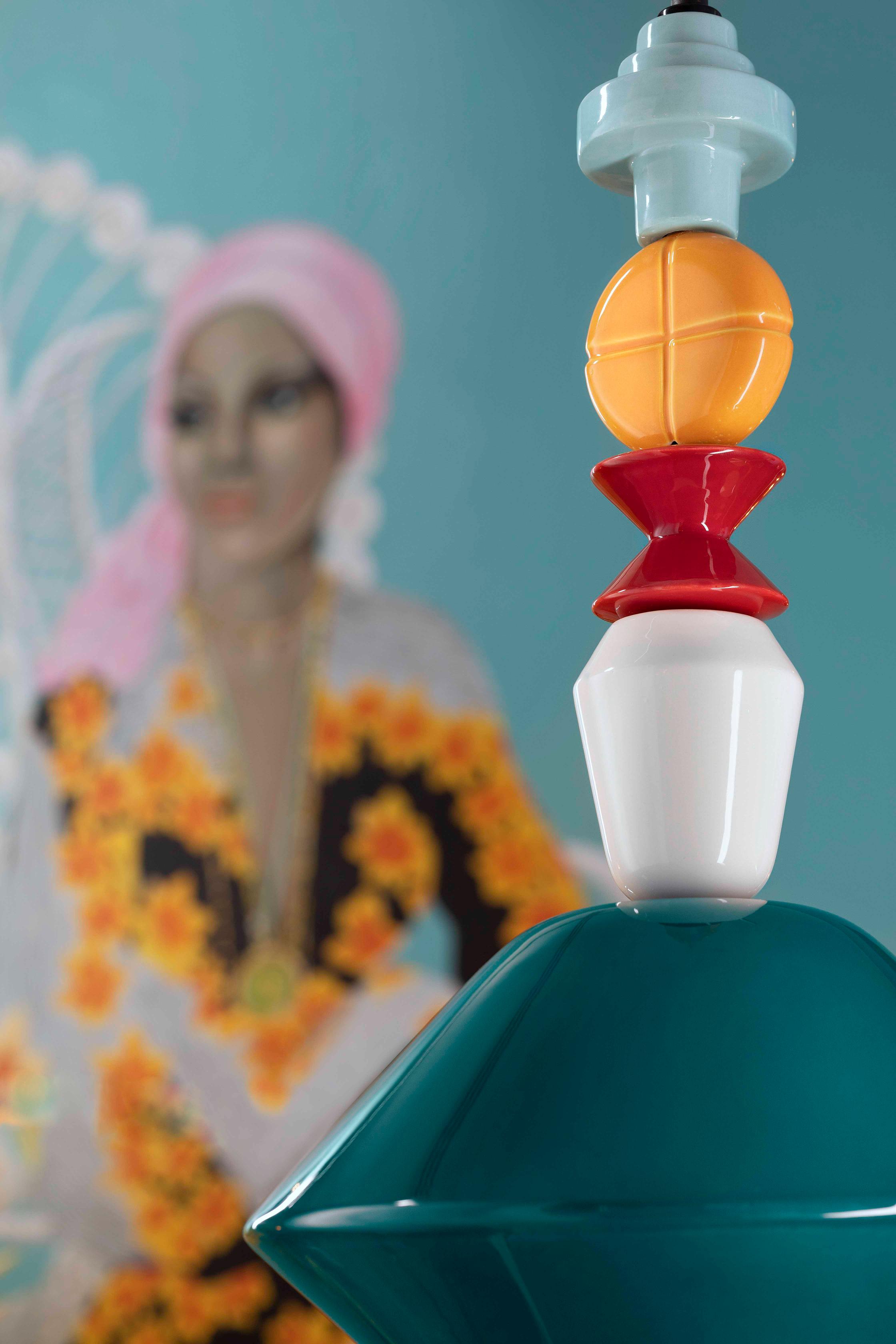 LARIAT yellow ceramic pendant lamp