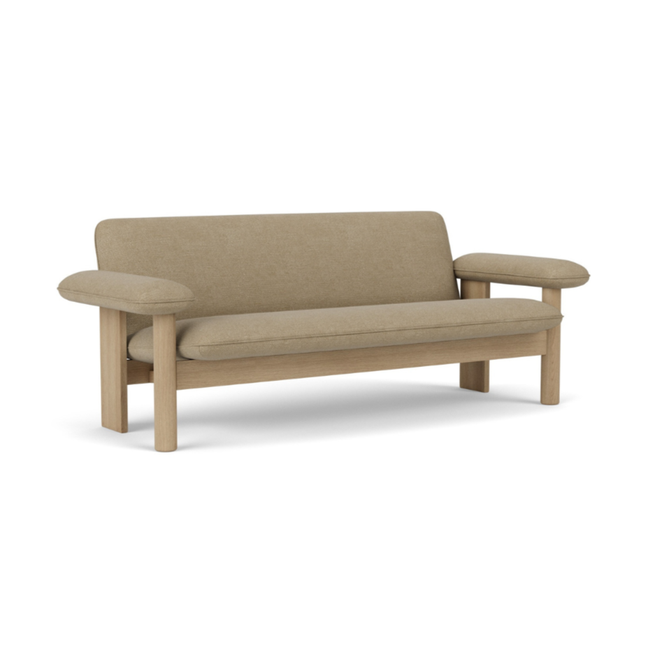 Sofa BRASILIA beżowy z dębową podstawą