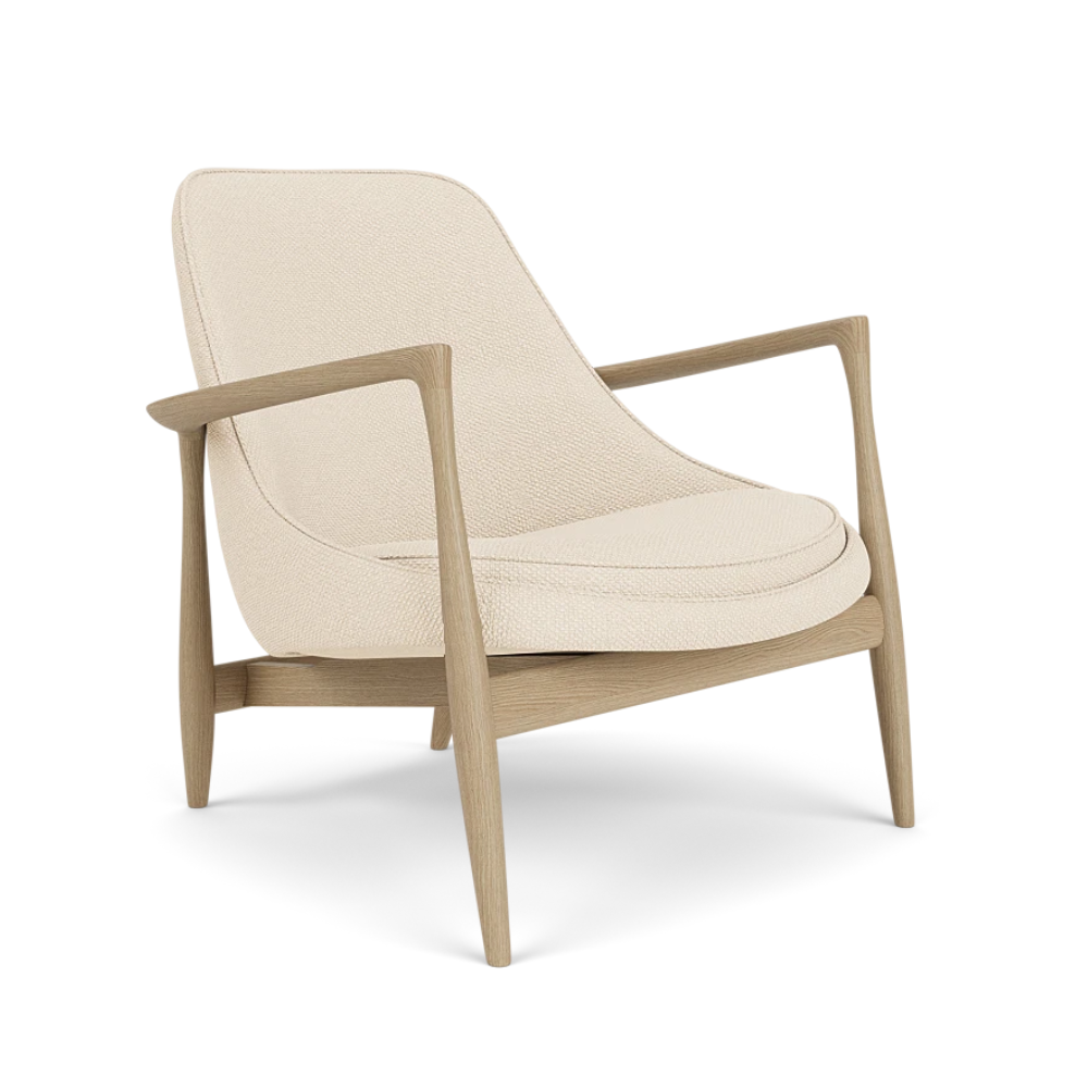 Sessel ELIZABETH cremefarben mit Eichenbasis