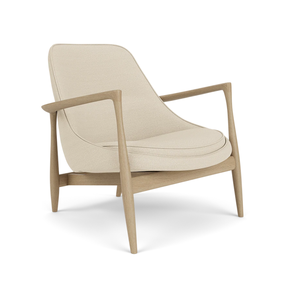 Sessel ELIZABETH beige mit Eichenbasis