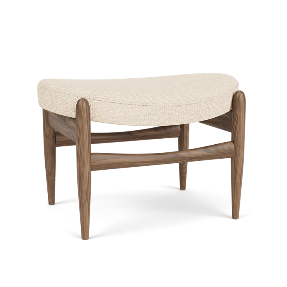 Fußhocker ELIZABETH creme mit Nussbaumfuß