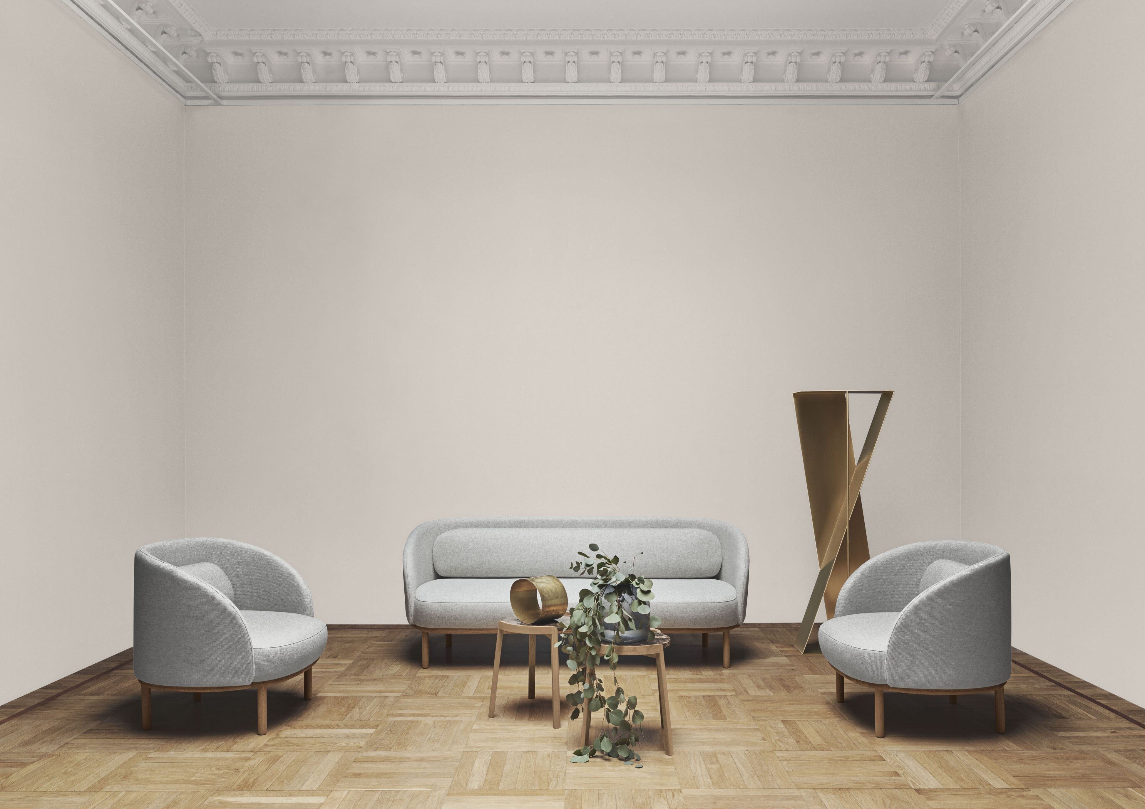 Sofa 3-osobowa FUUGA podstawa z drewna dębowego