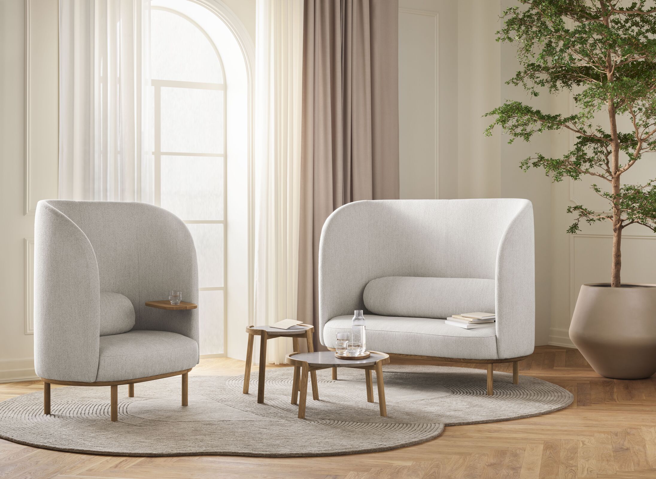 Fotel FUUGA NESTING podstawa z czarnego drewna dębowego