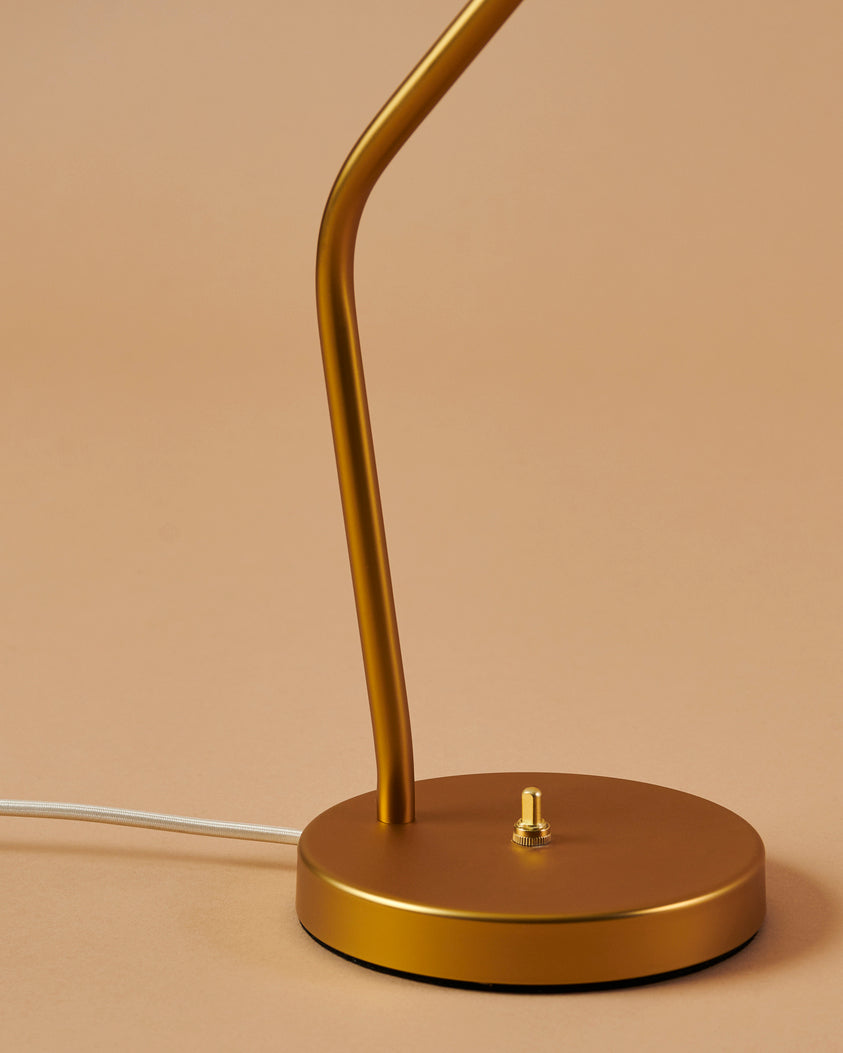 Lampa stołowa GRÄSHOPPA szary klosz ze złotą podstawą