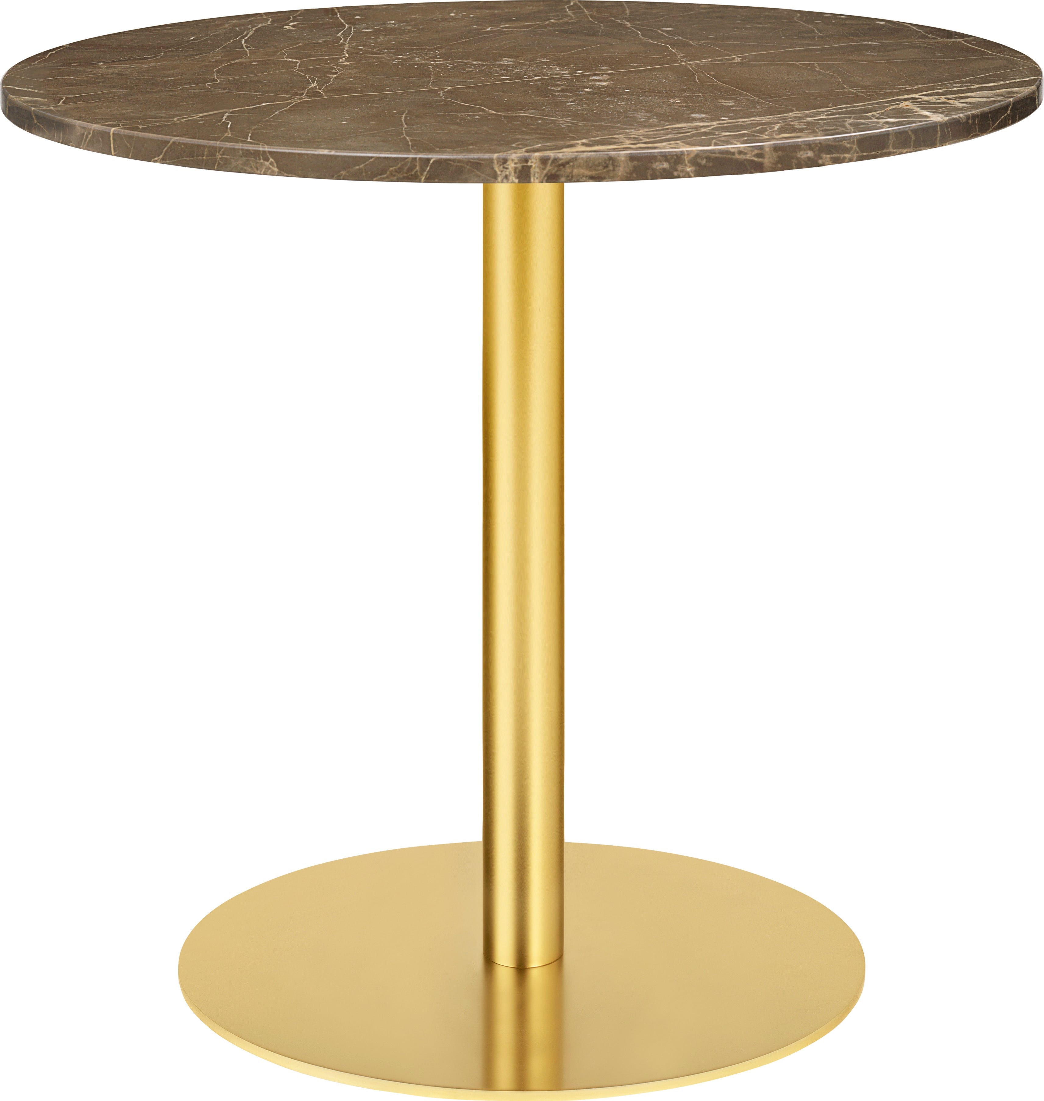 Runder Tisch 1.0 brauner Marmor mit goldenem Fuß