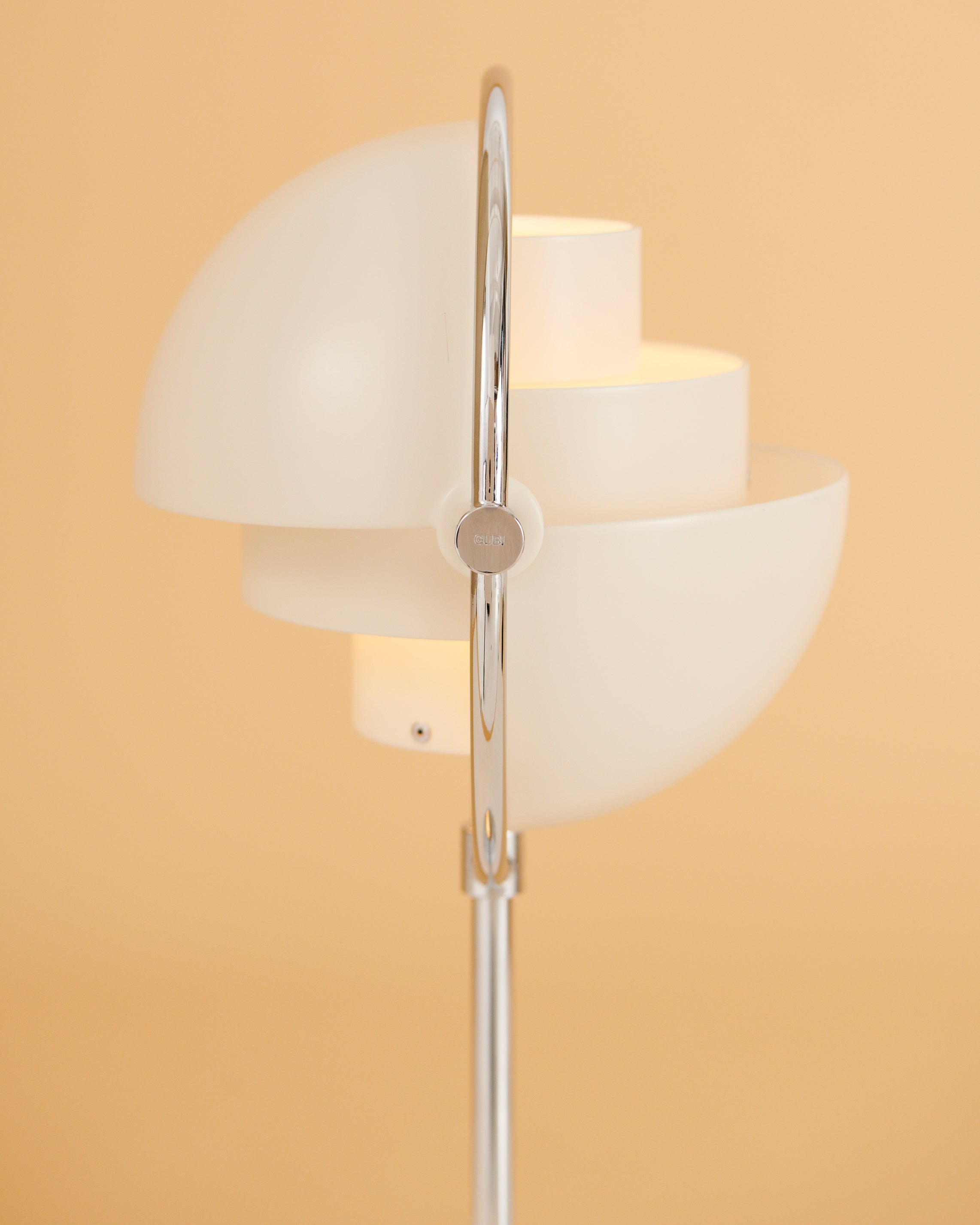 MULTI-LITE portable lamp in white with a chrome base