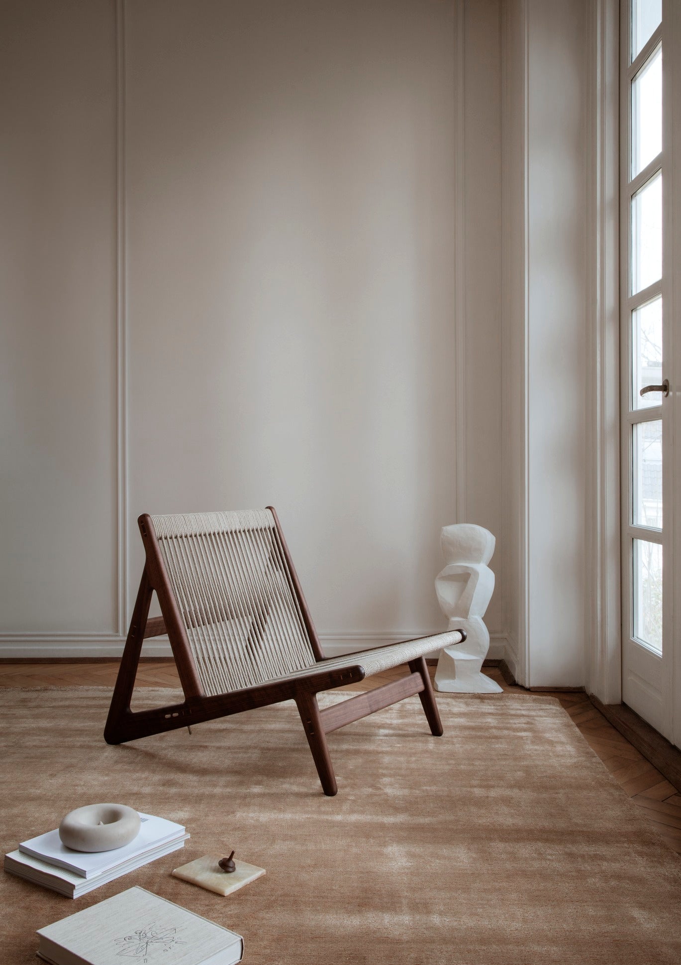 Sessel MR01 Nussbaum und Leinen